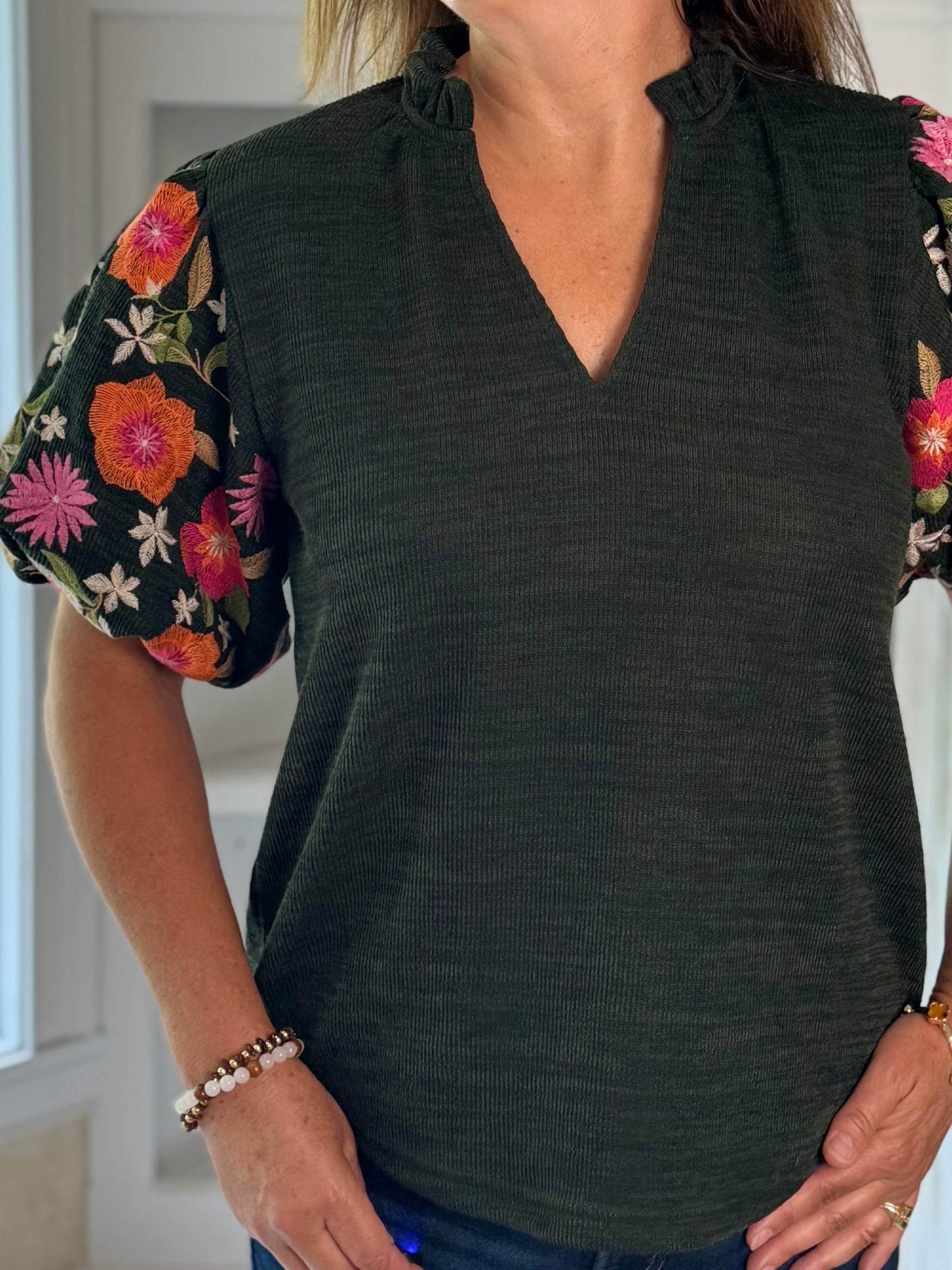THML Fall in Bloom Embroidered Top