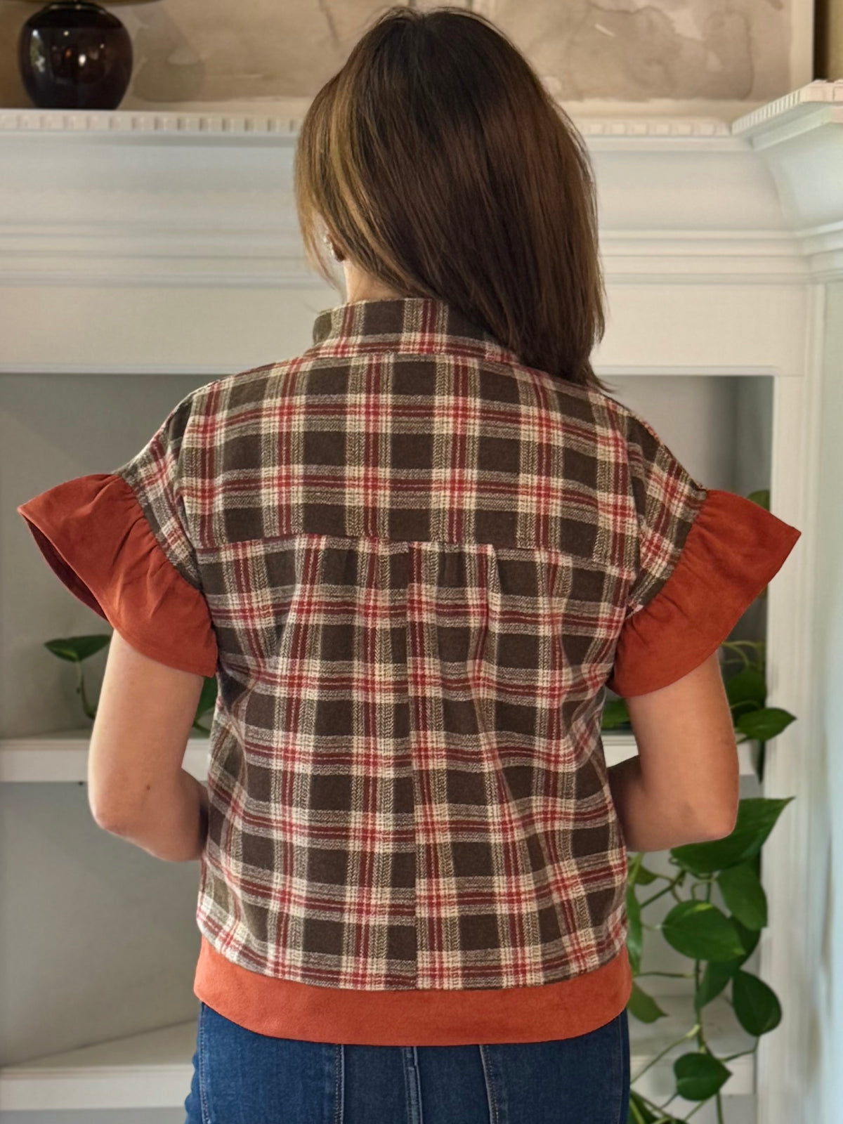 Plaid About You Contrast Top