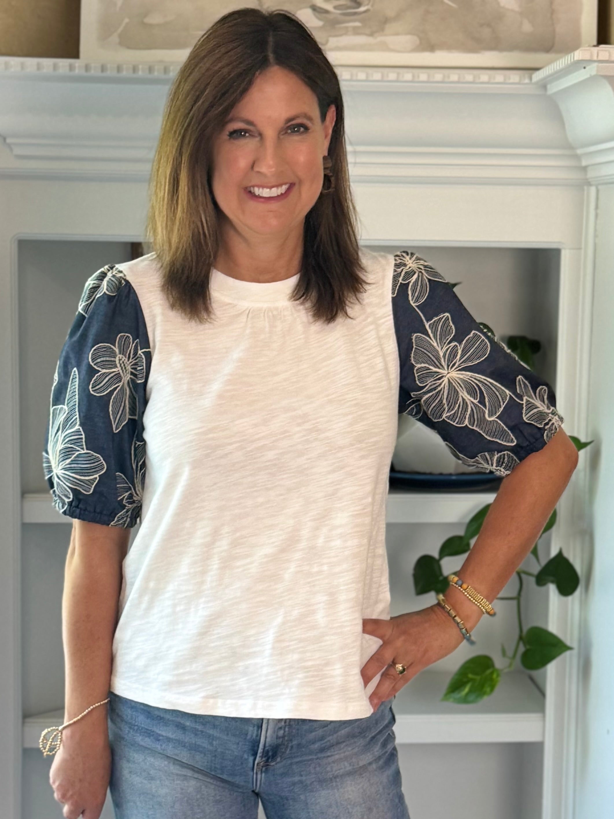 Statement Embroidered Sleeve Top