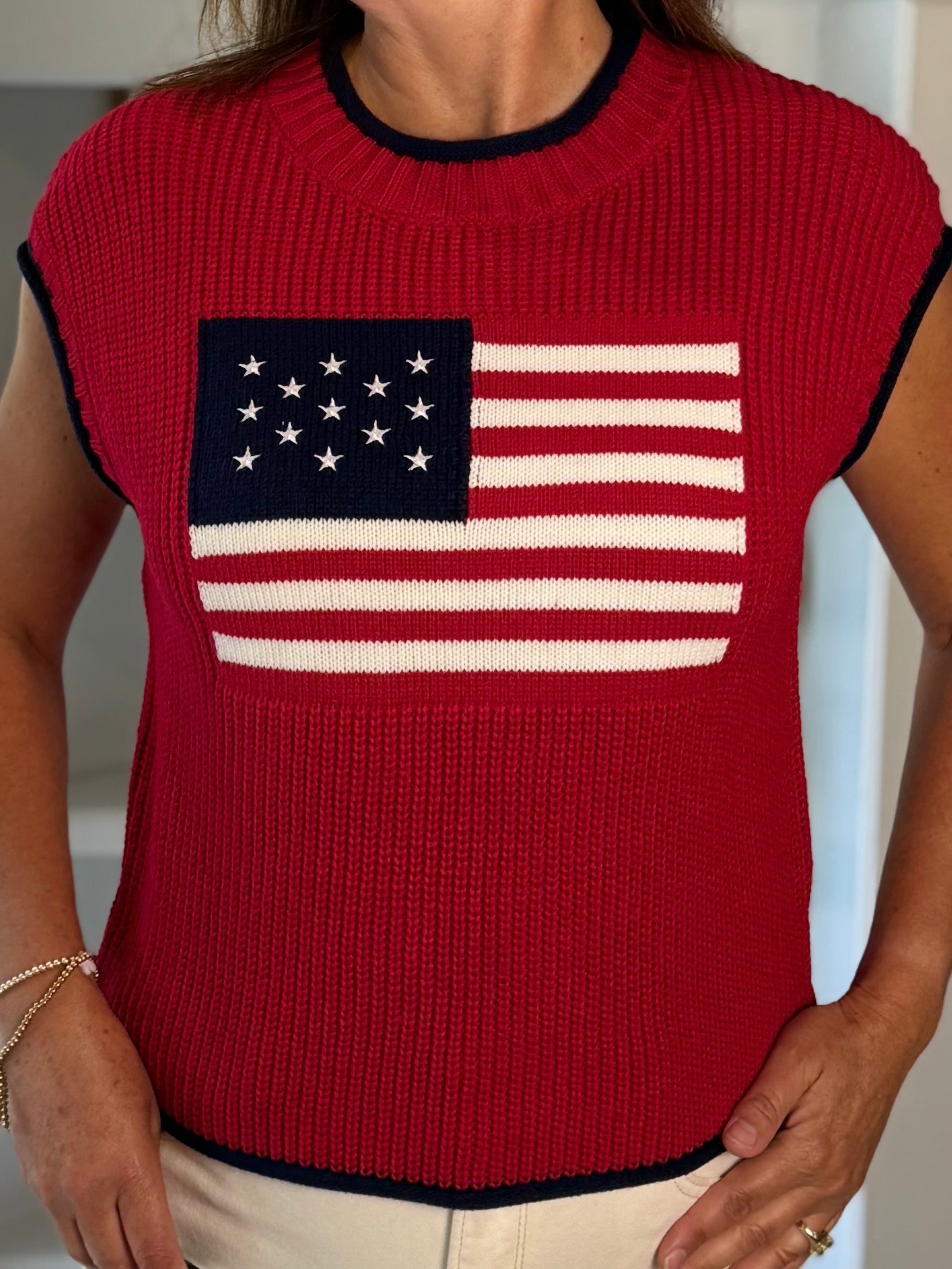 Stars & Stripes Knit Top - Red