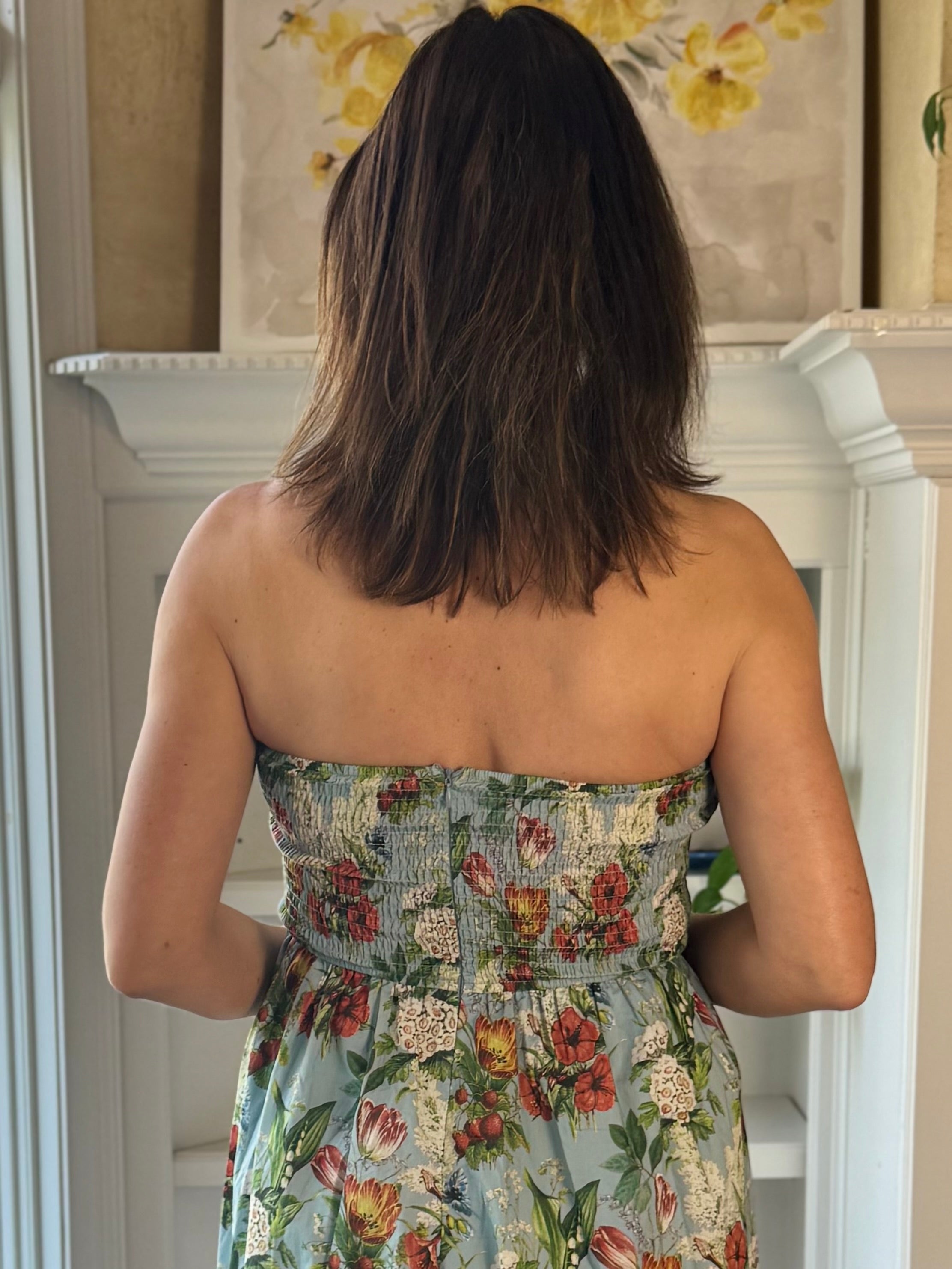Enchanted Garden Strapless Midi Dress