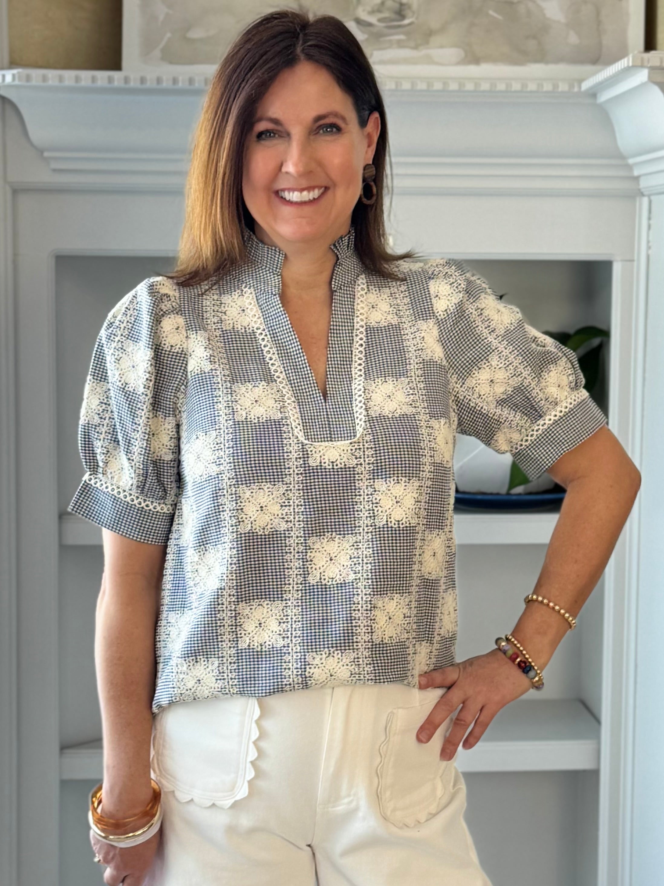 Signature Embroidered Top