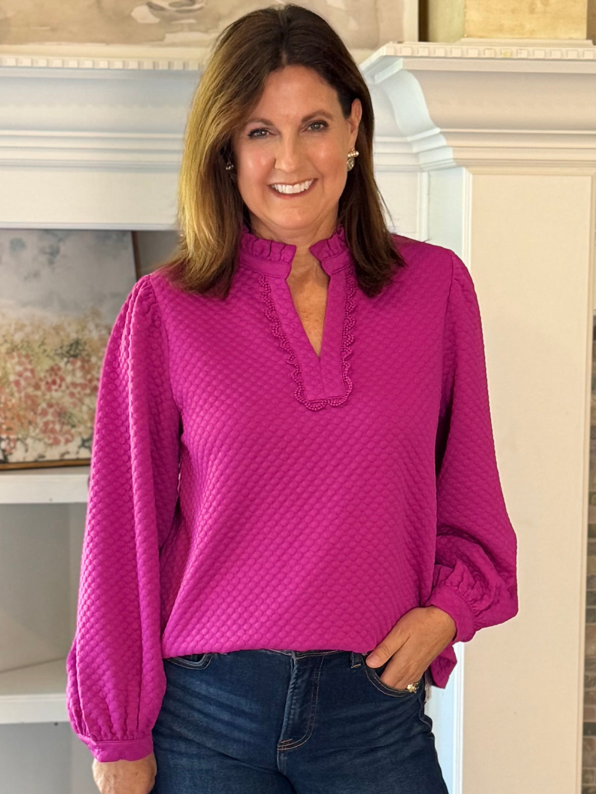 Meet Me in Magenta Textured Top