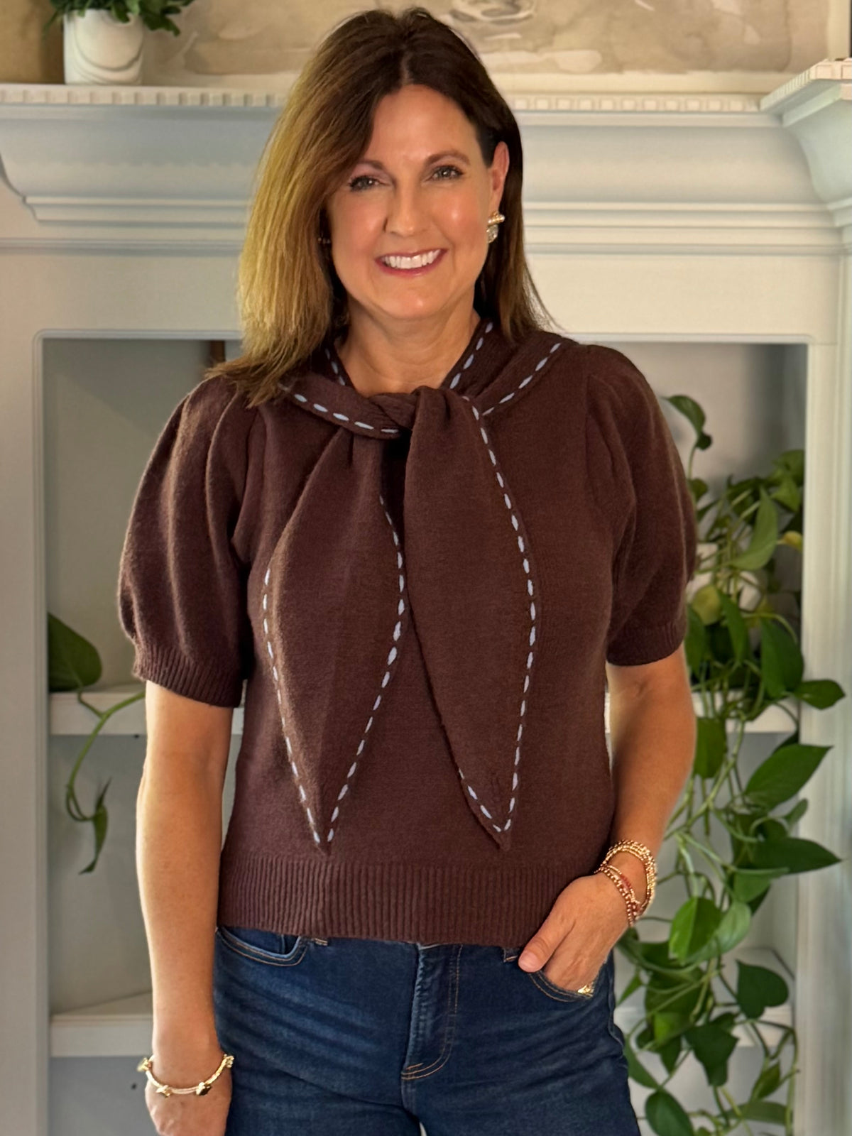 Unexpected Twist Tie Knit Top