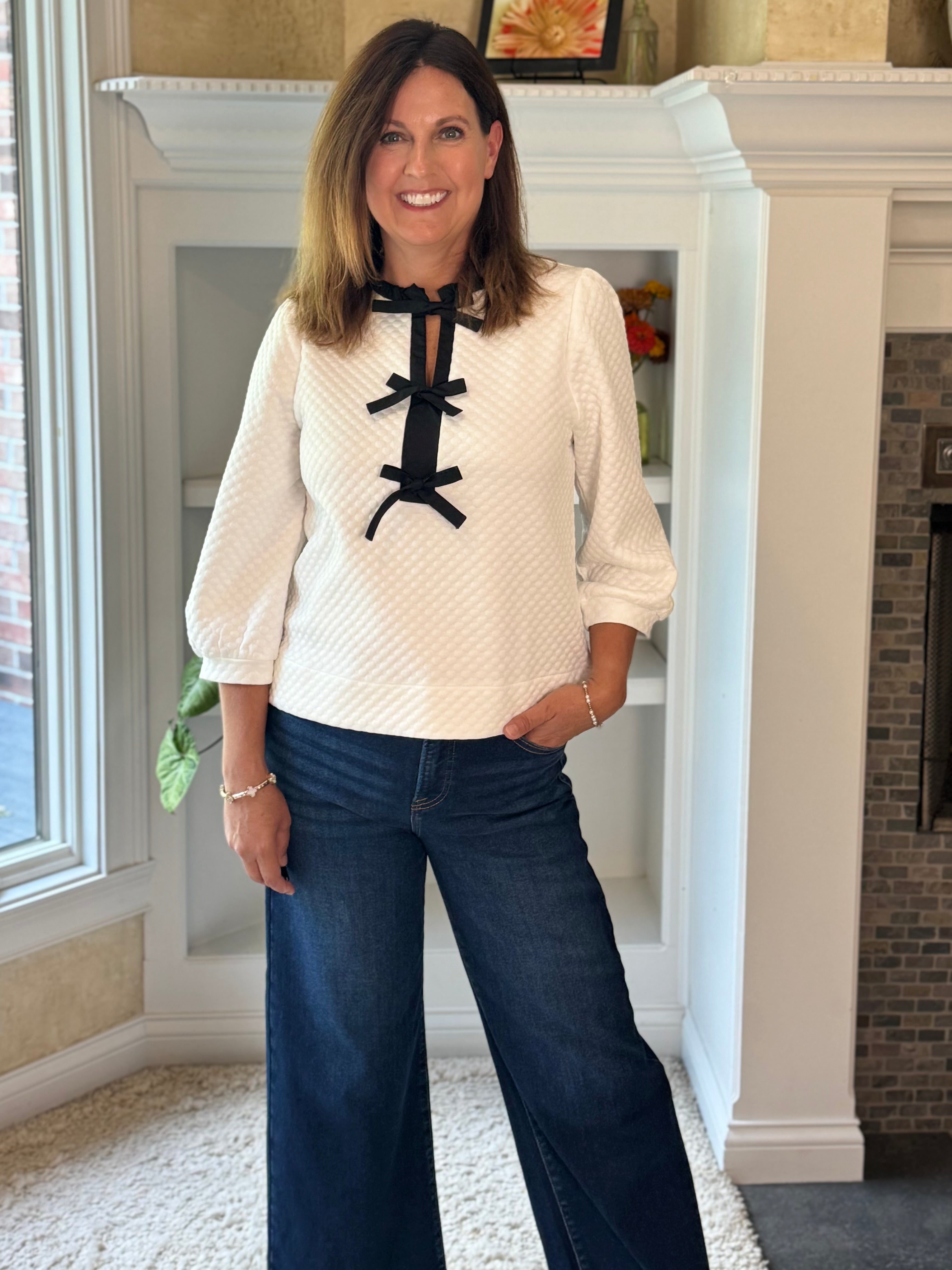 Textured Bow Statement Top