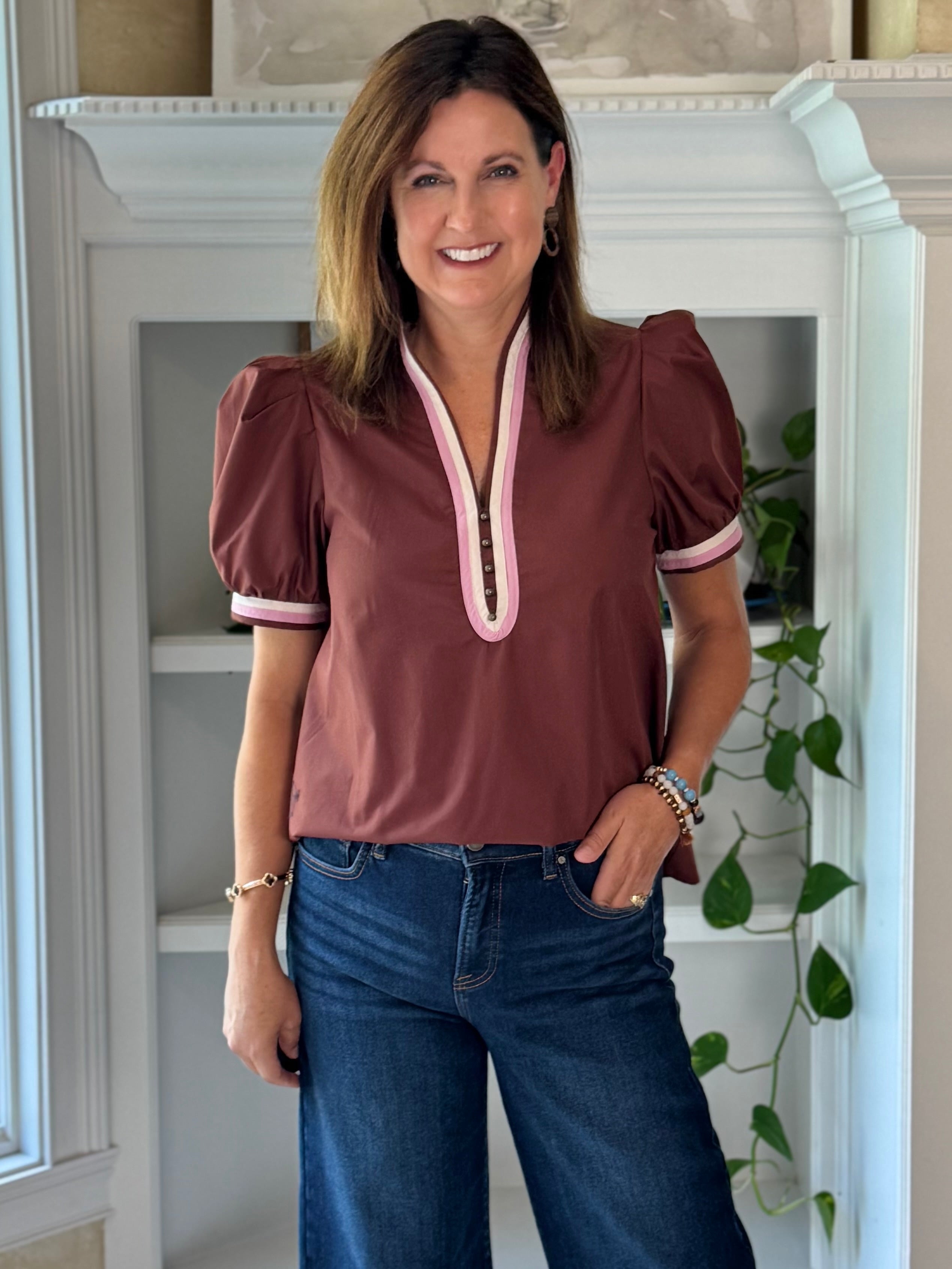 Cinnamon Charm Contrast Top