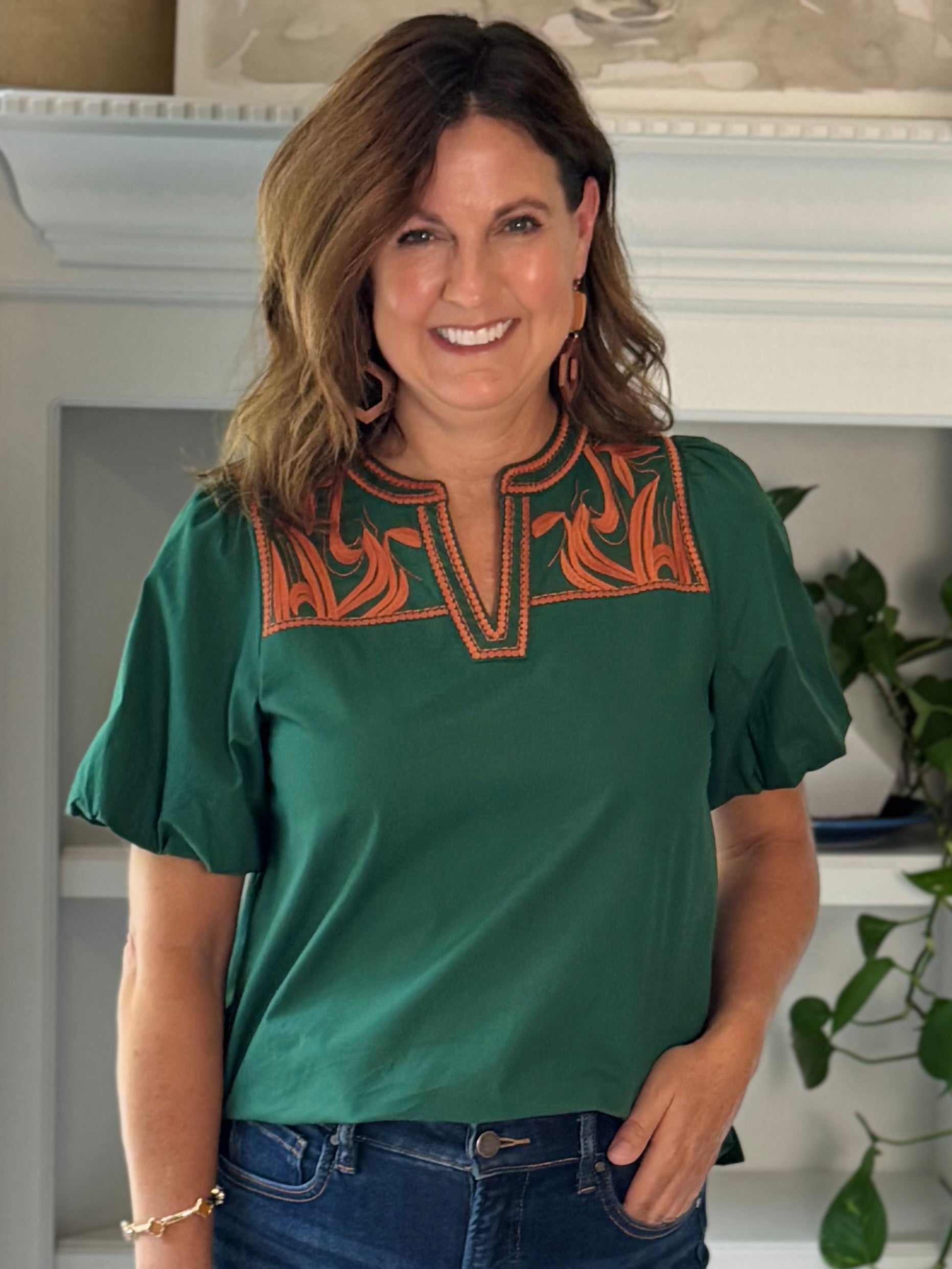 Autumn Ember Embroidered Top