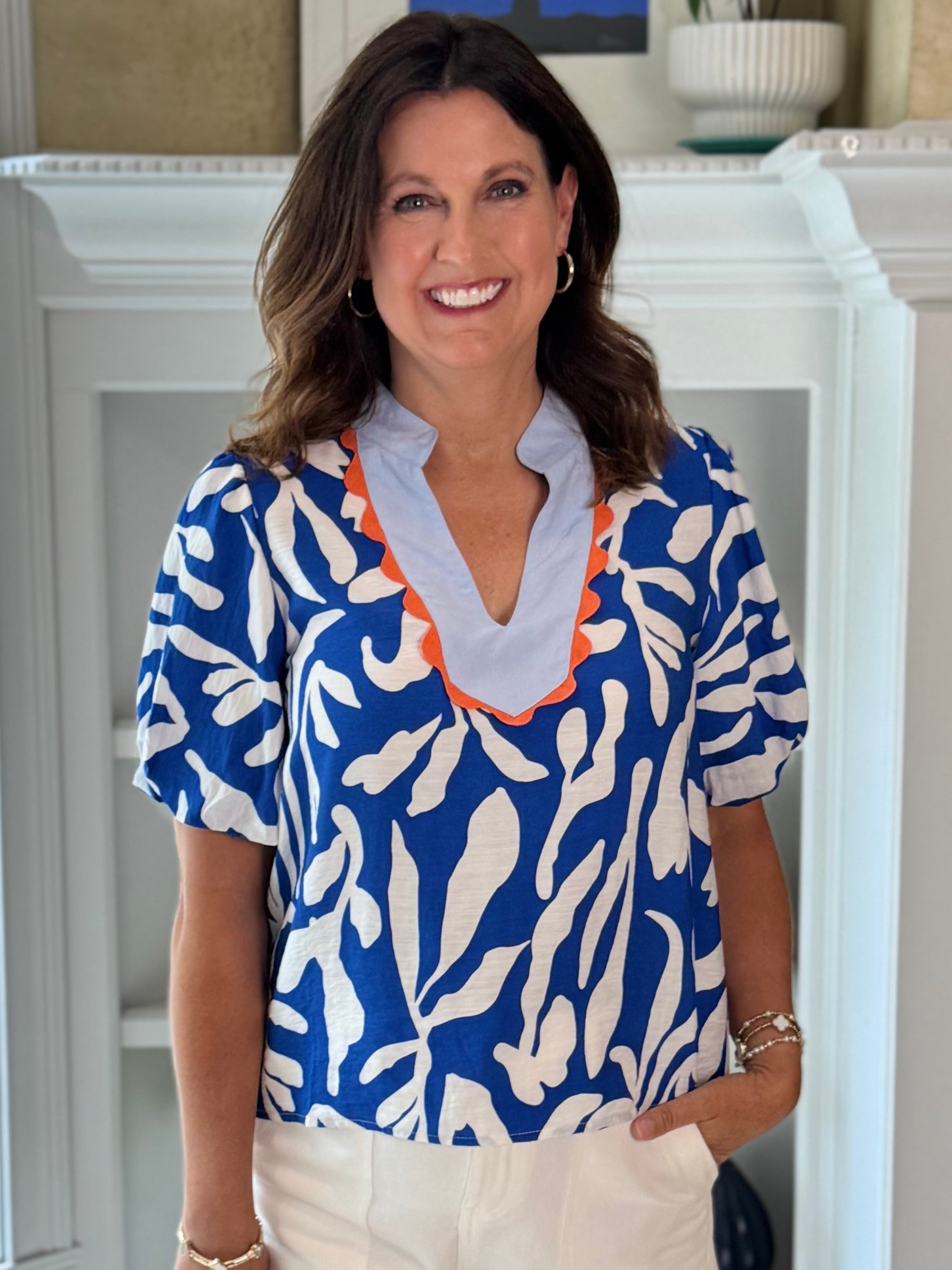 THML Blue Splash Contrast Top