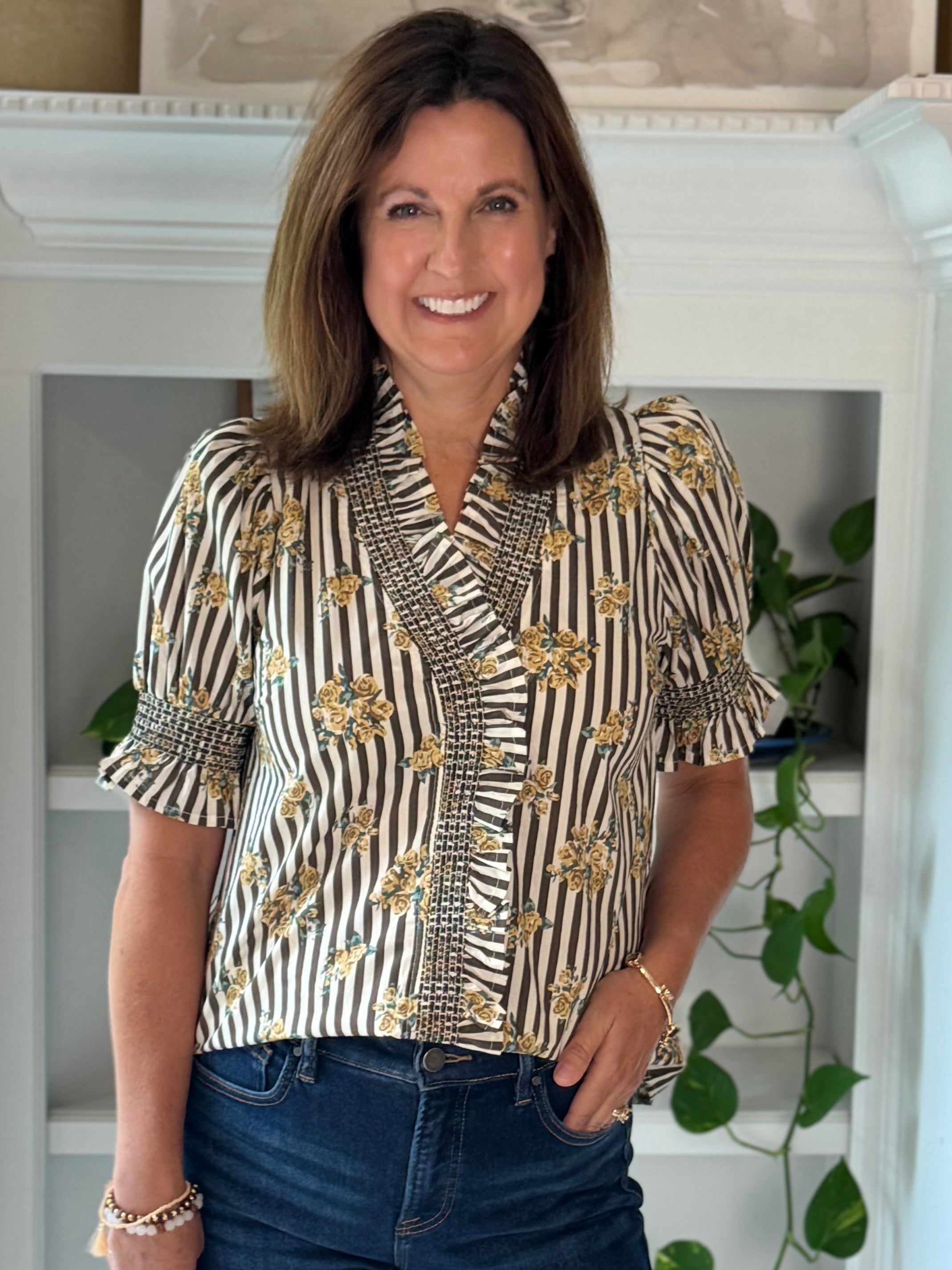 Twice as Nice Floral Striped Top