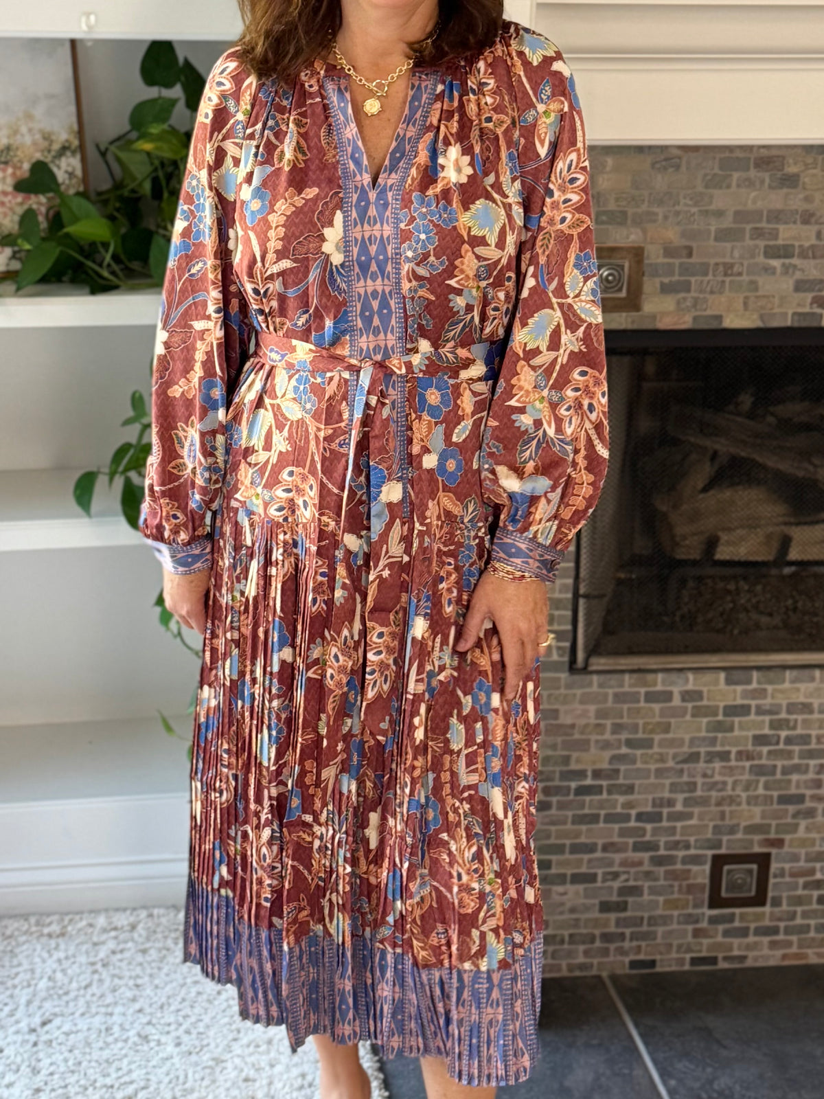 Current Air Floral Edit Pleated Midi Dress