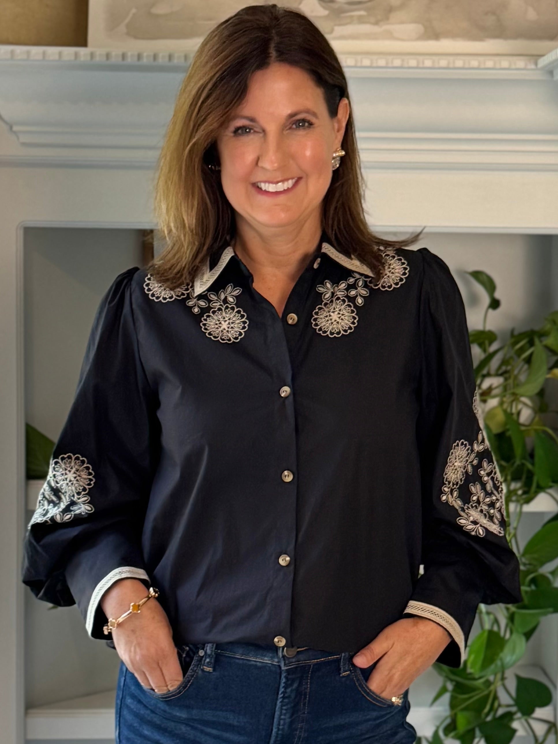 Free Spirit Embroidered Top - Black