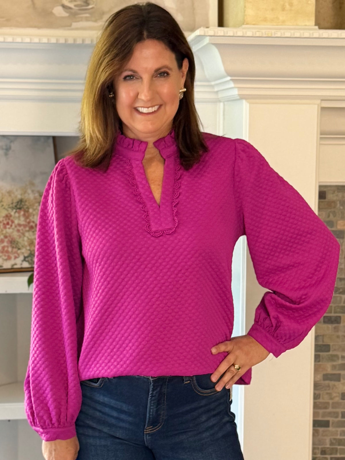 Meet Me in Magenta Textured Top