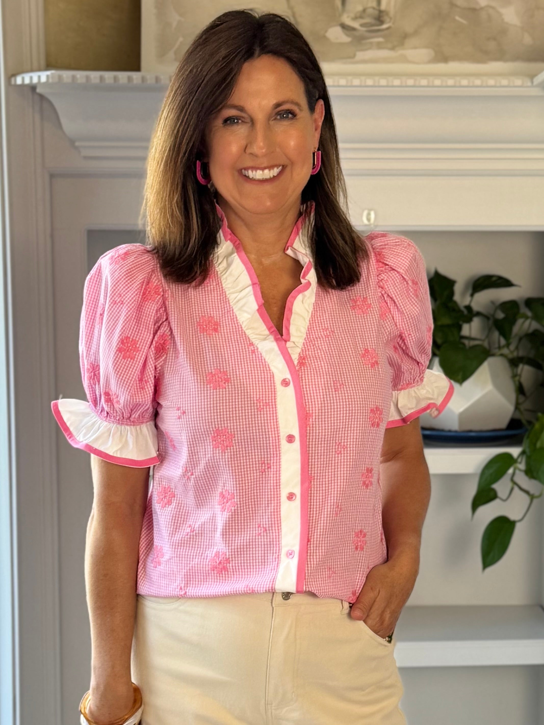 Pretty in Pink Gingham Top