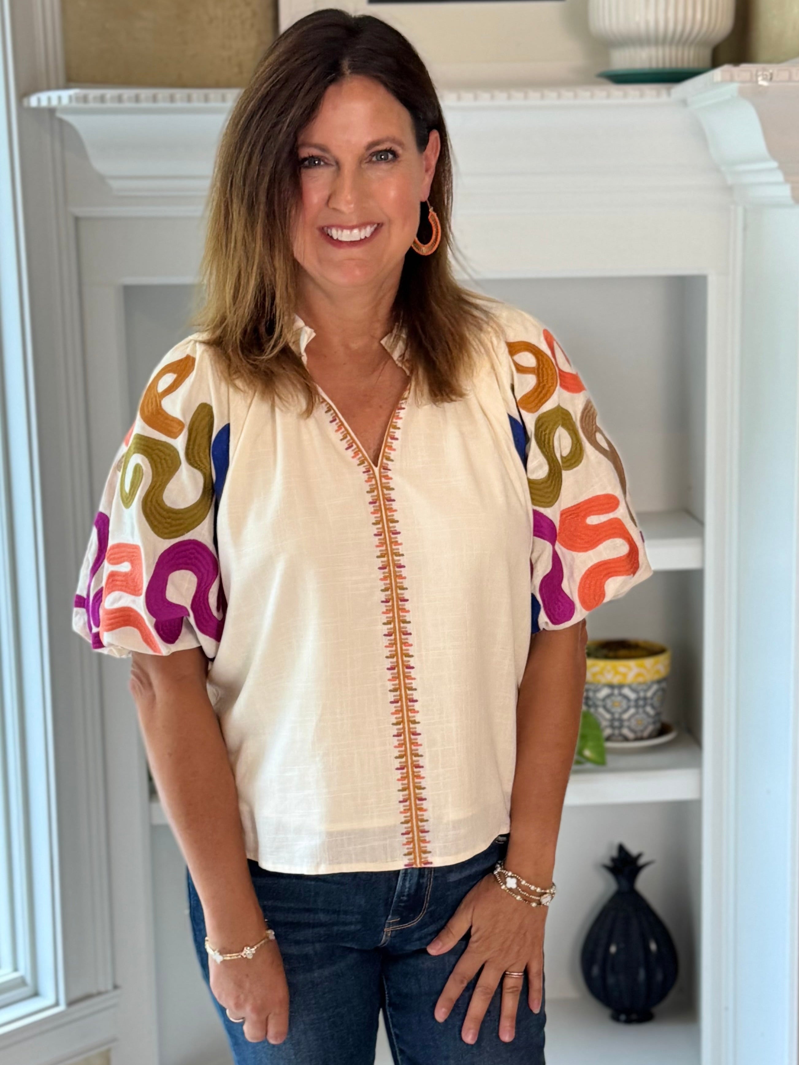 THML Festival Embroidered Top