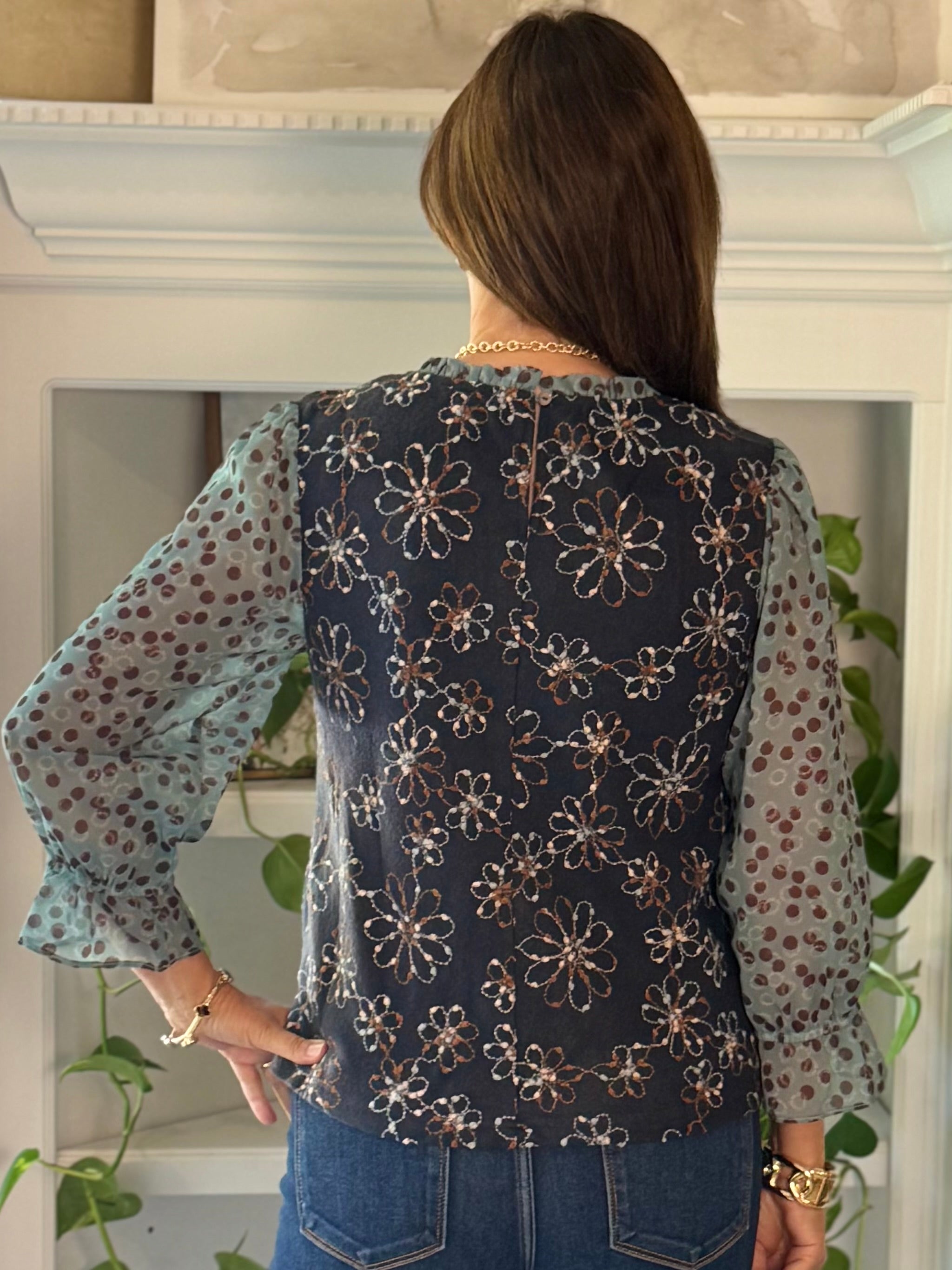 Plot Twist Print Contrast Top
