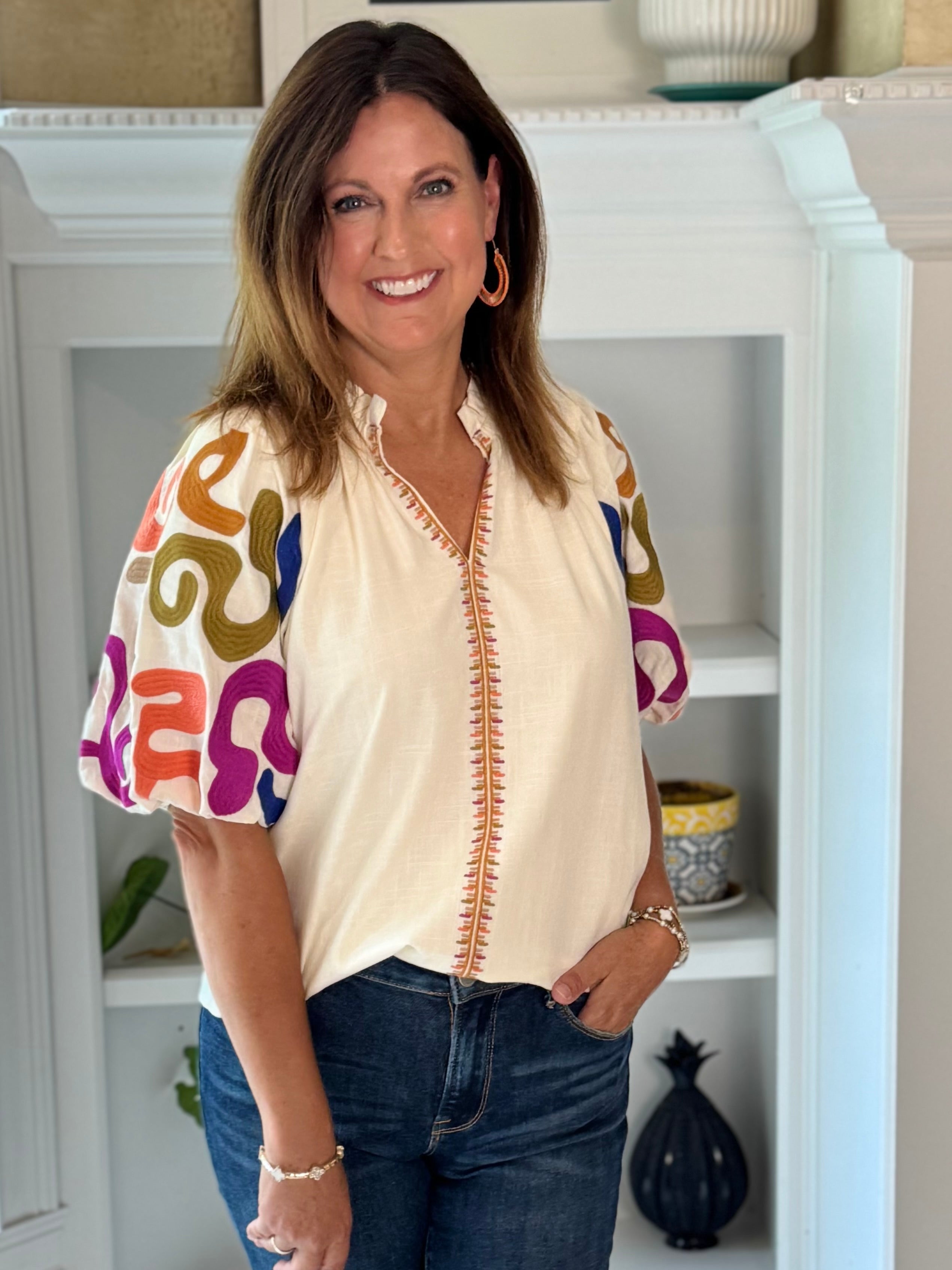 THML Festival Embroidered Top