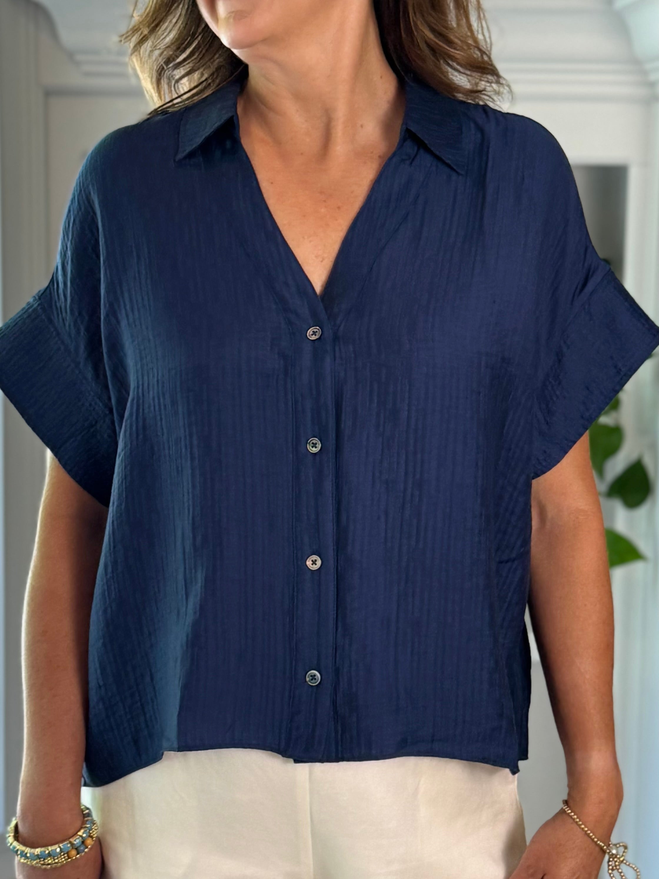 Current Air Navy Luxe Blouse