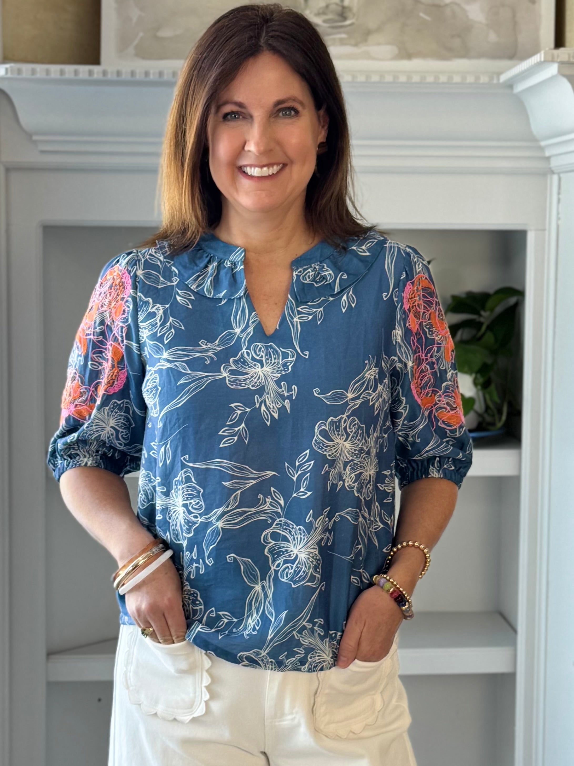 Blue Note Embroidered Blouse