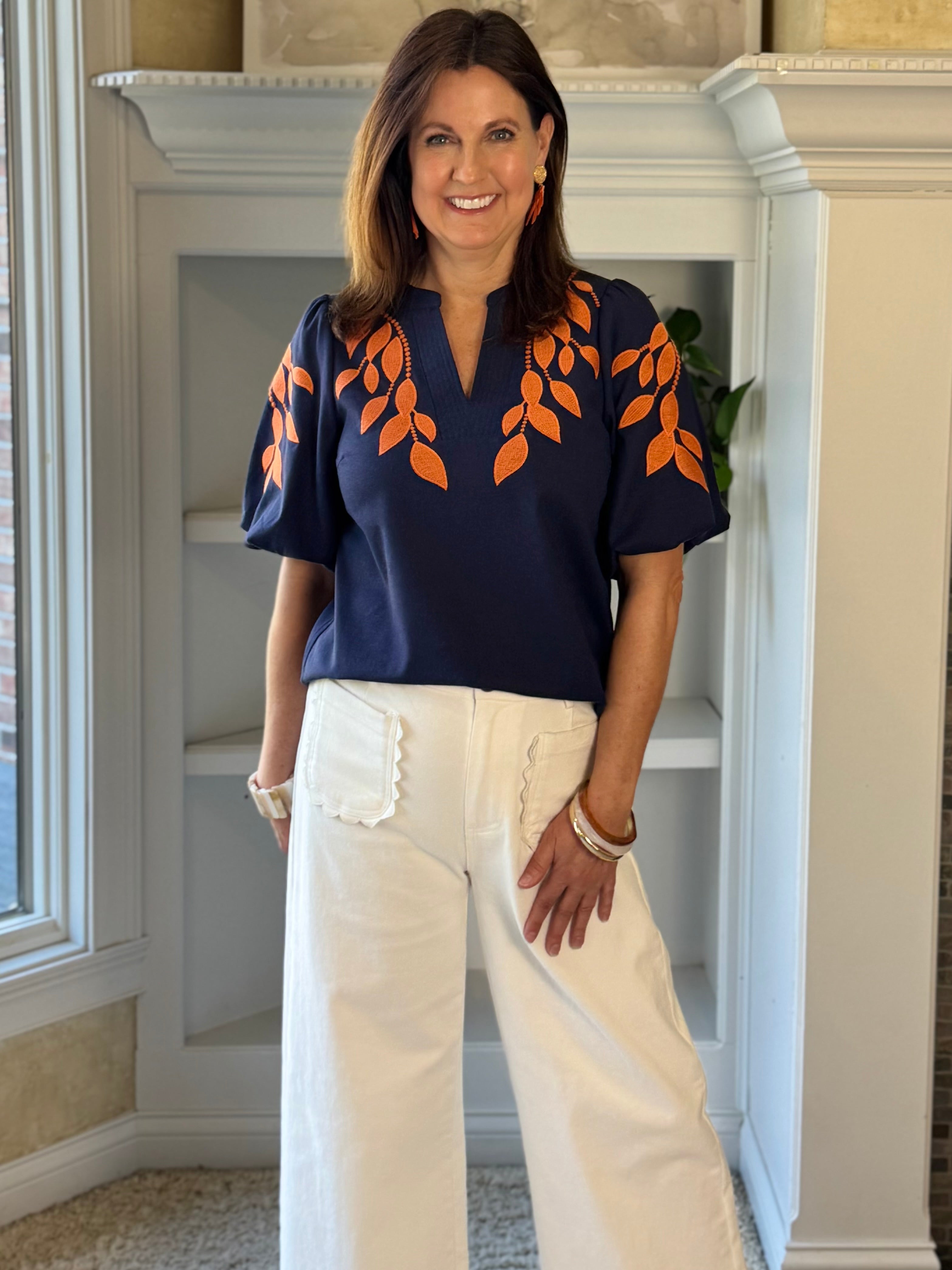 Sunset Vine Embroidered Top