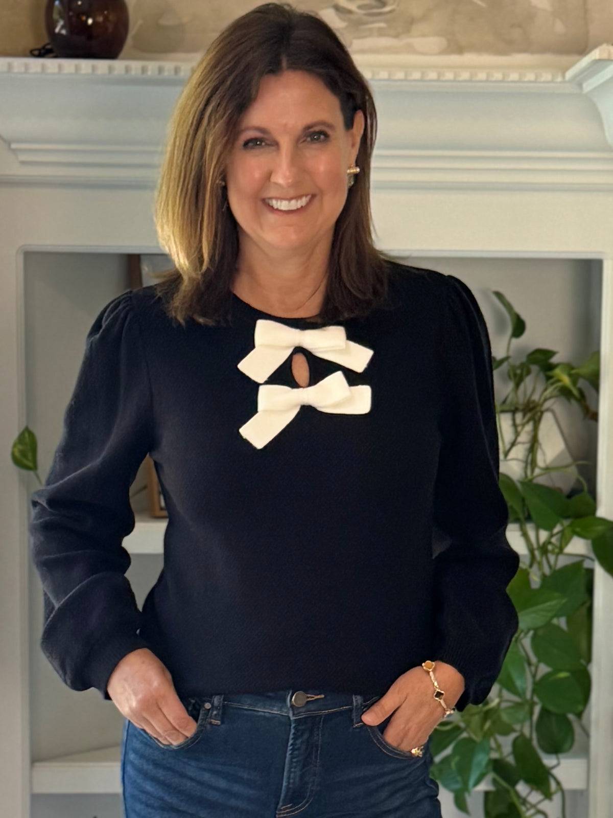 Two of a Kind Bow Knit Top - Black