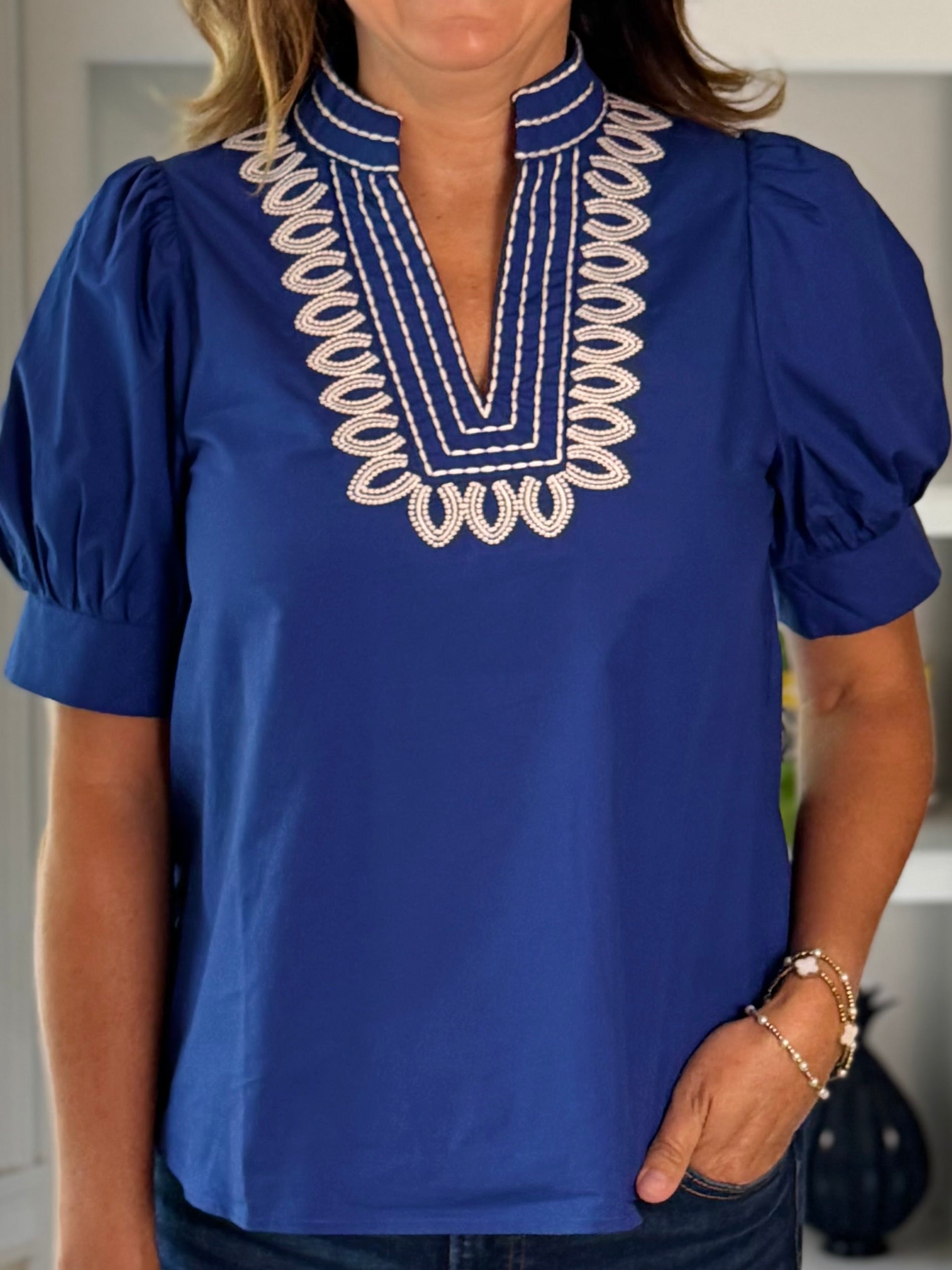 Radiance Embroidered Top - Blue