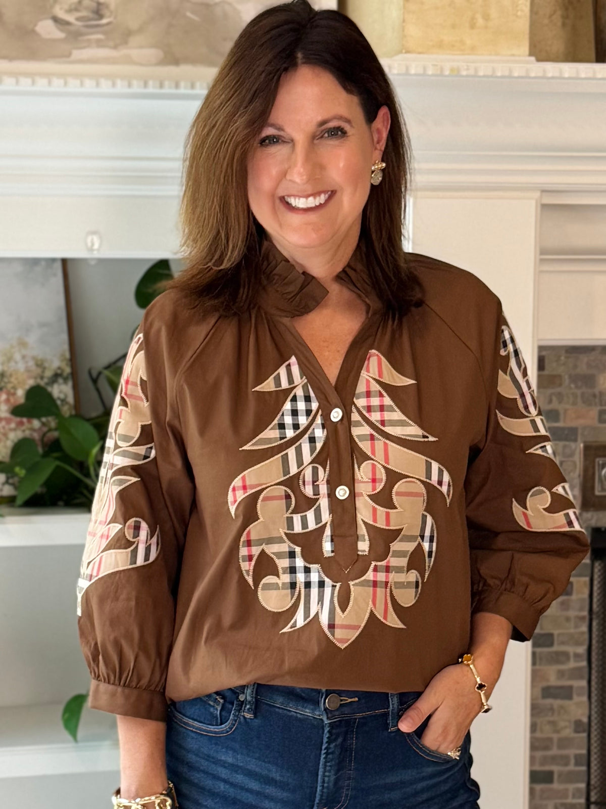 Art of Plaid Embroidered Top