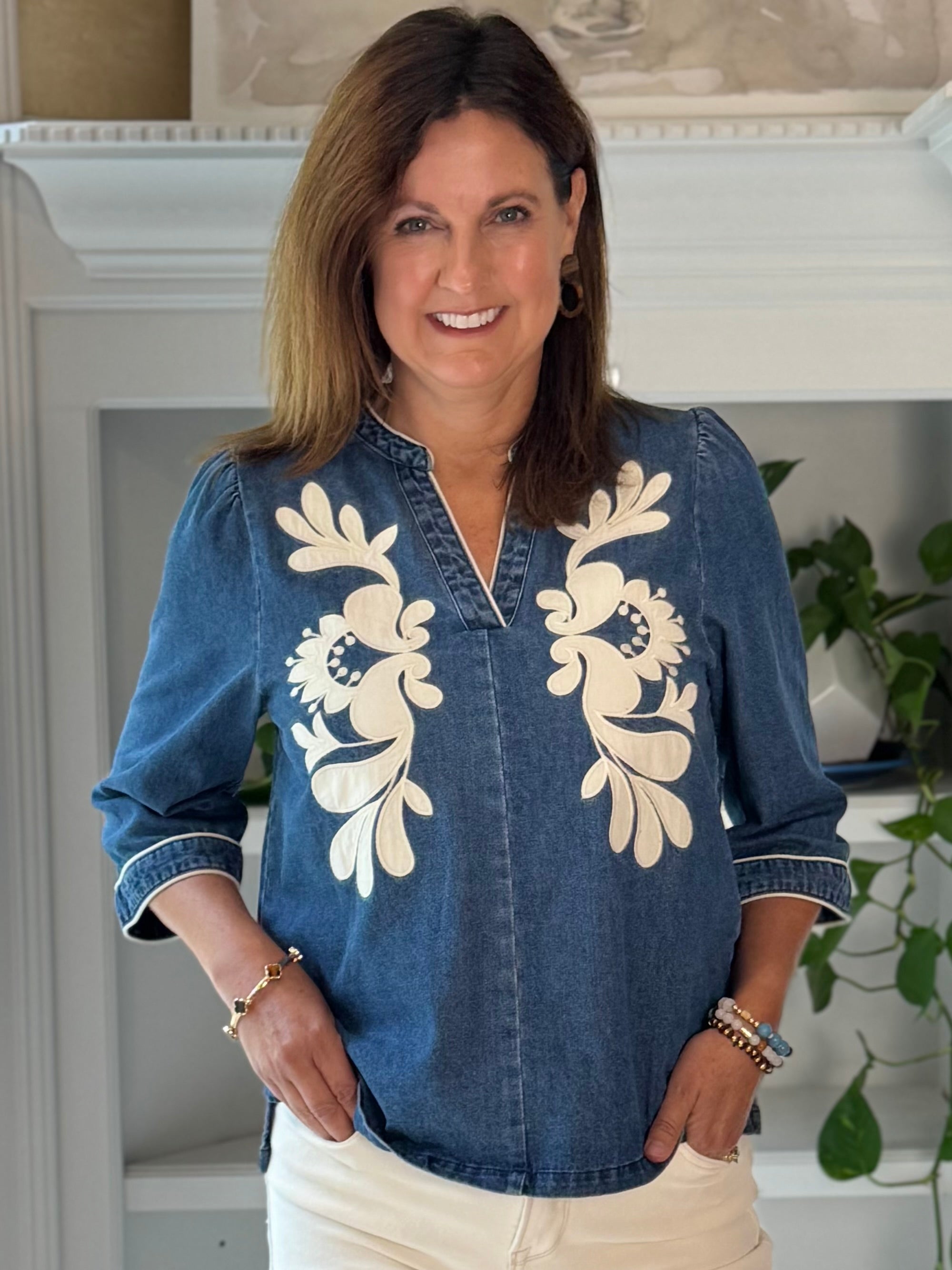Denim & Grace Applique Top