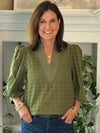 Olive Allure Eyelet Top