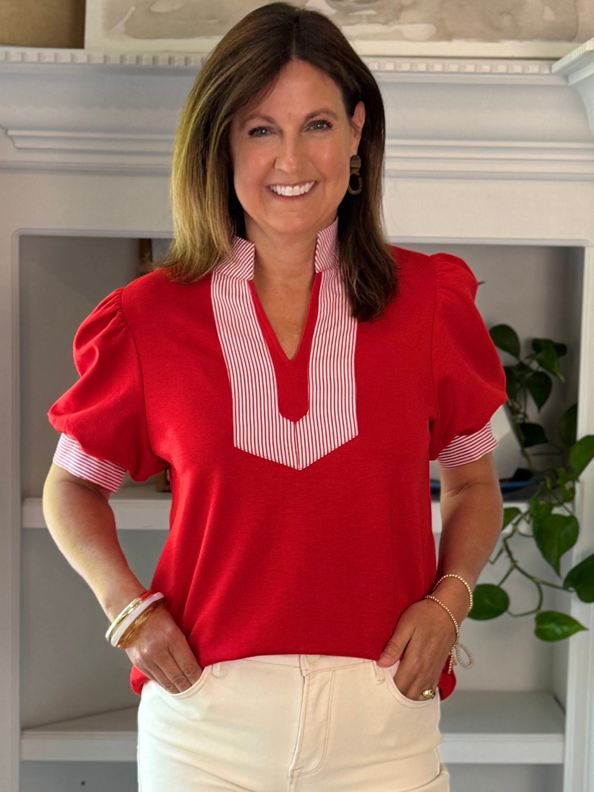 Timeless Contrast Top - Red