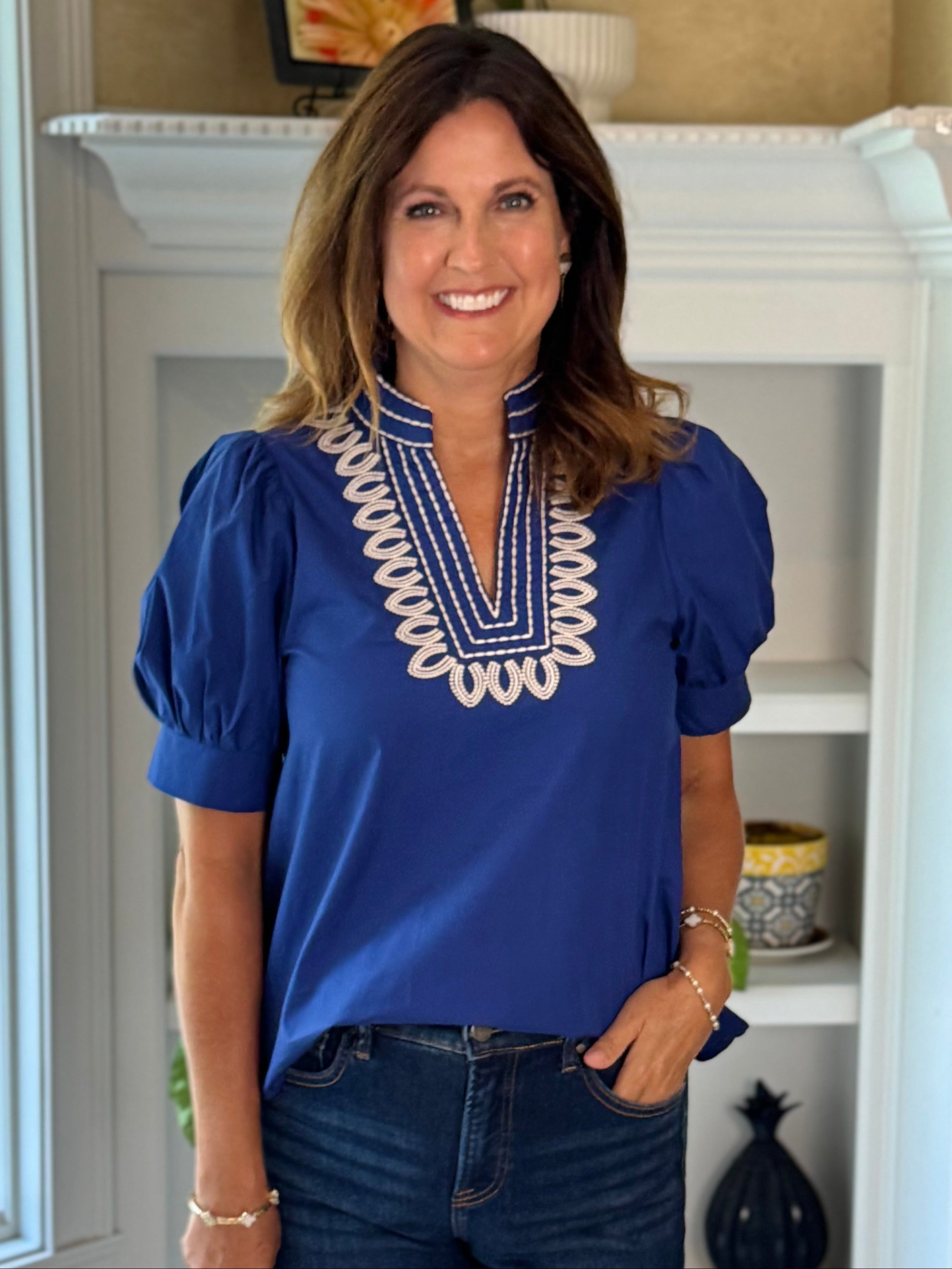 Radiance Embroidered Top - Blue