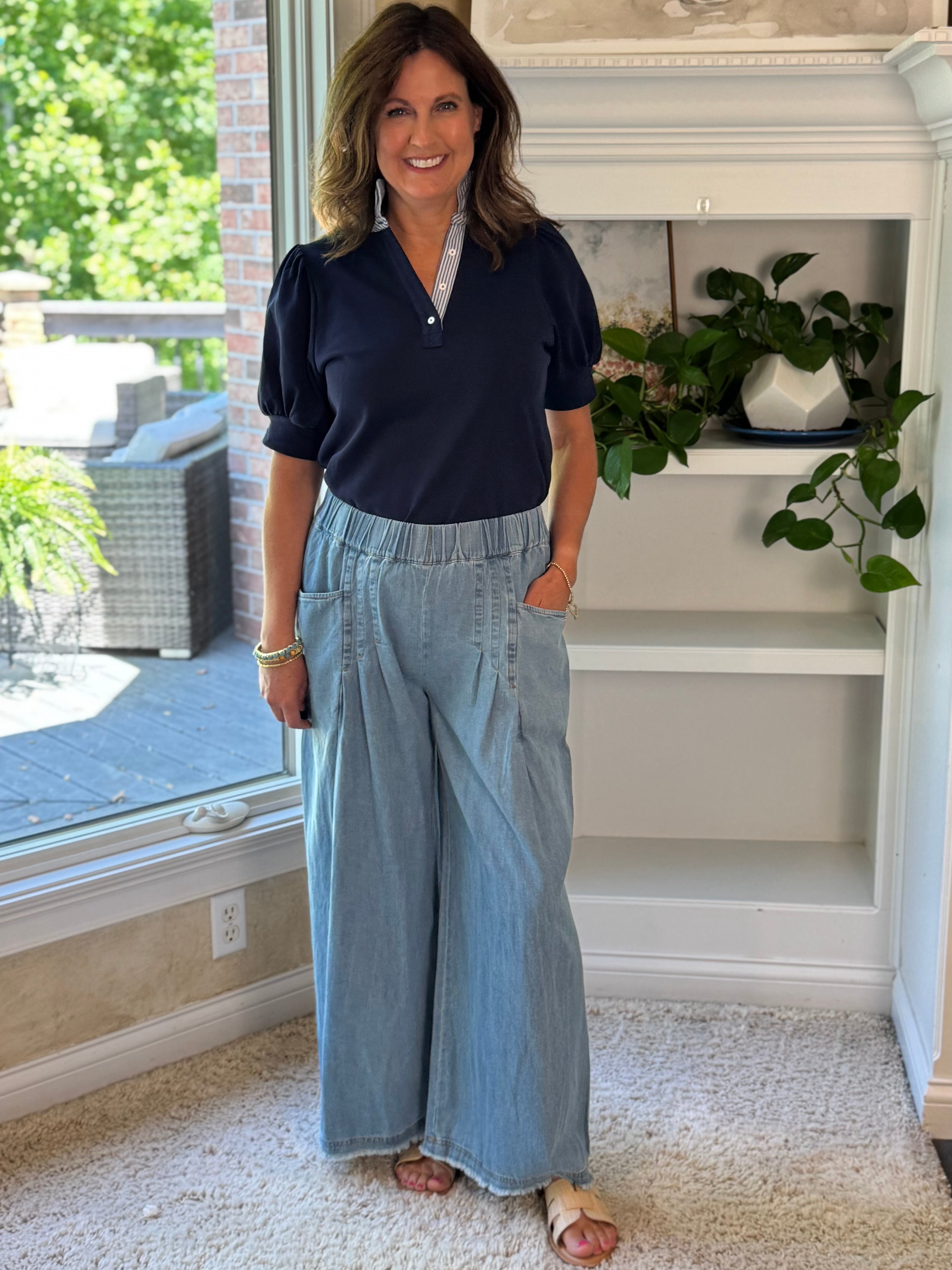 Modern Prep Contrast Top - Navy