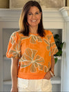Meadow Embroidered Top - Orange