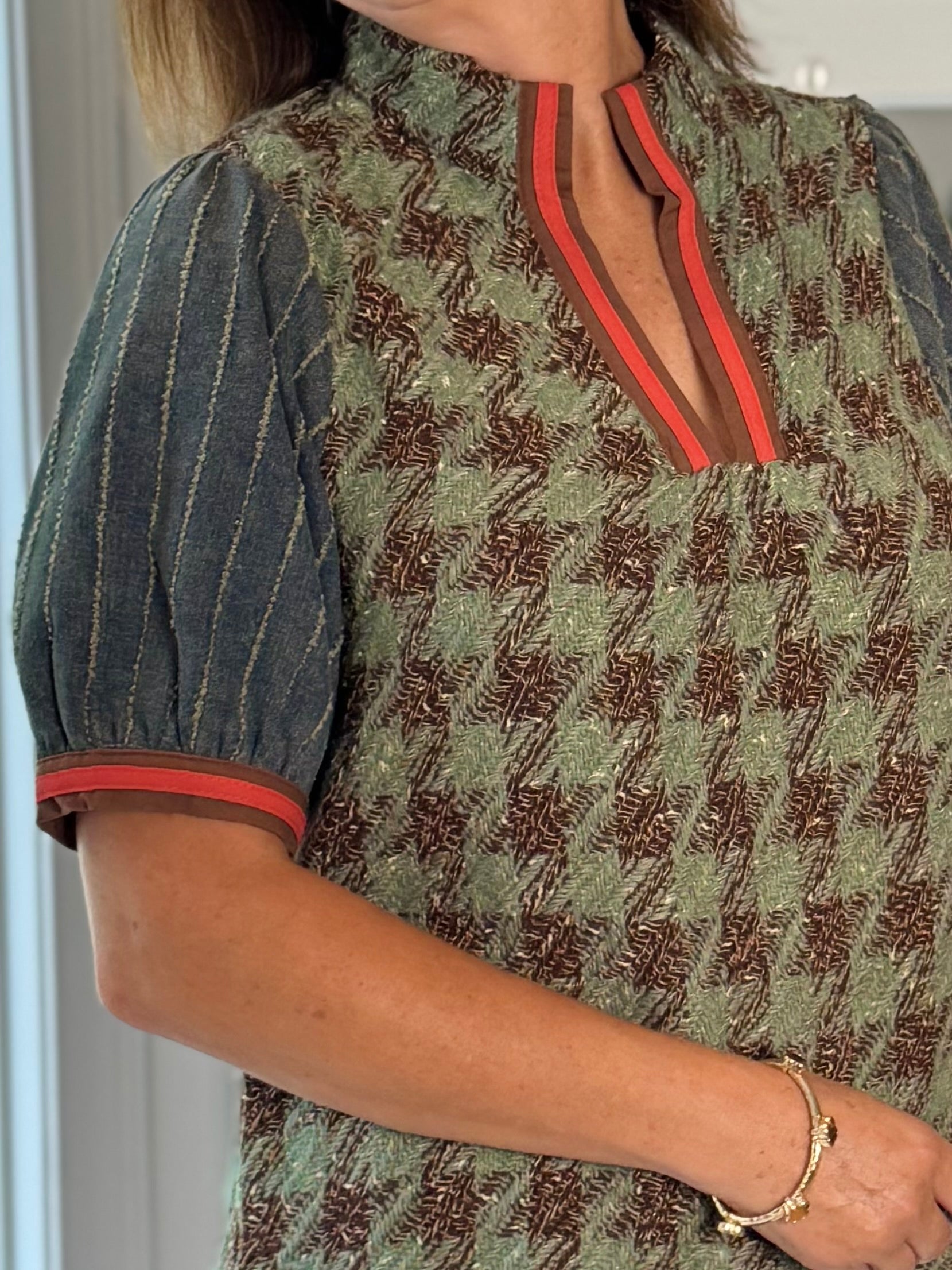 Heritage Houndstooth Tweed Top