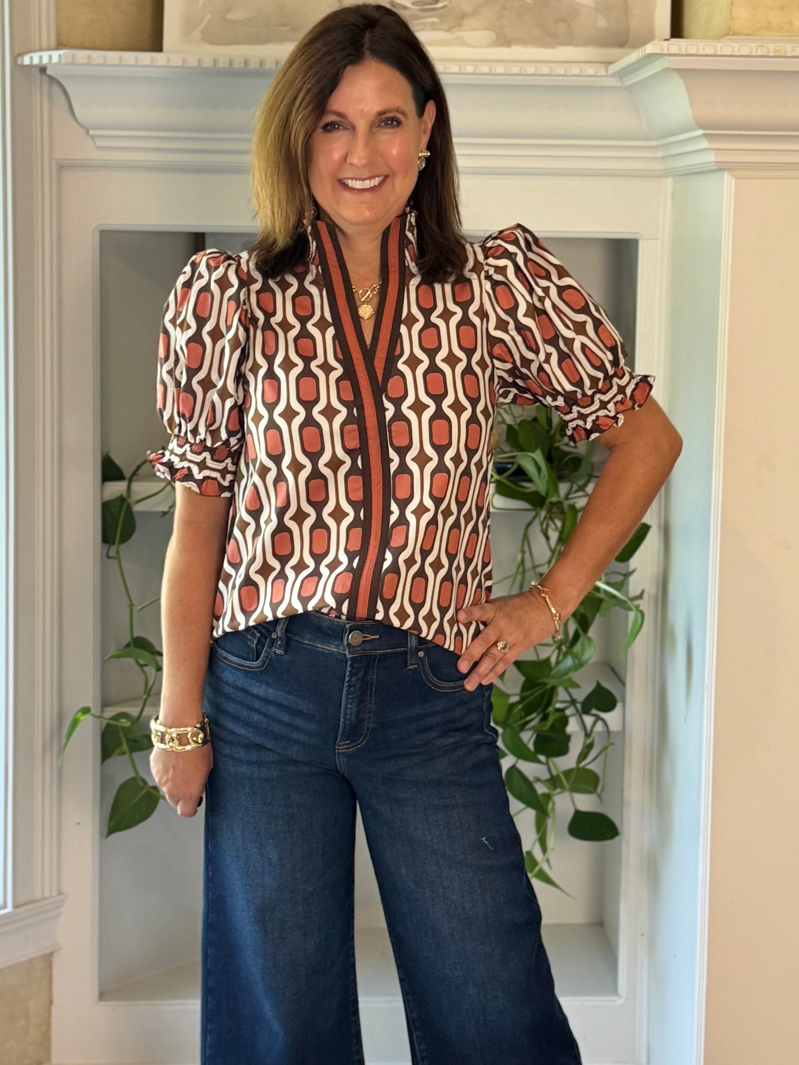 Fall Rewind Print Top