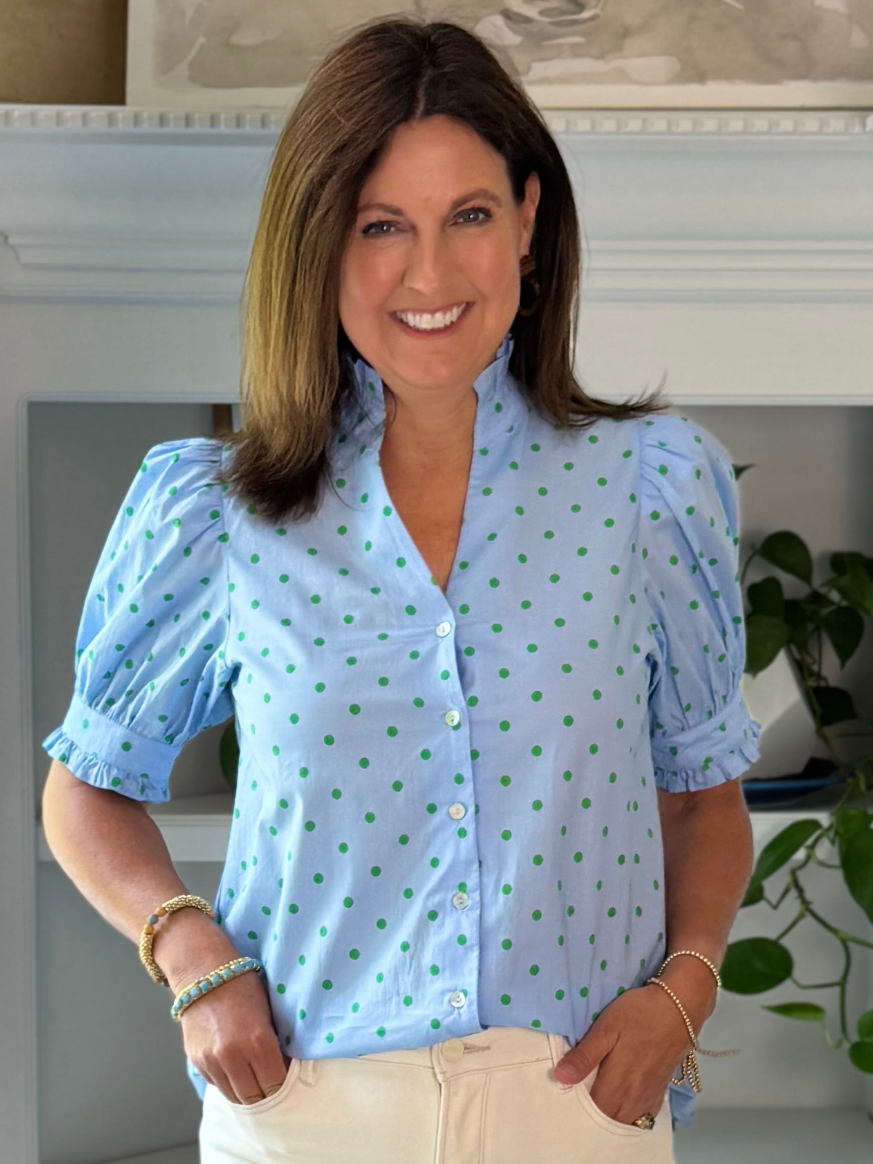 Sweet Spot Polka Top - Blue