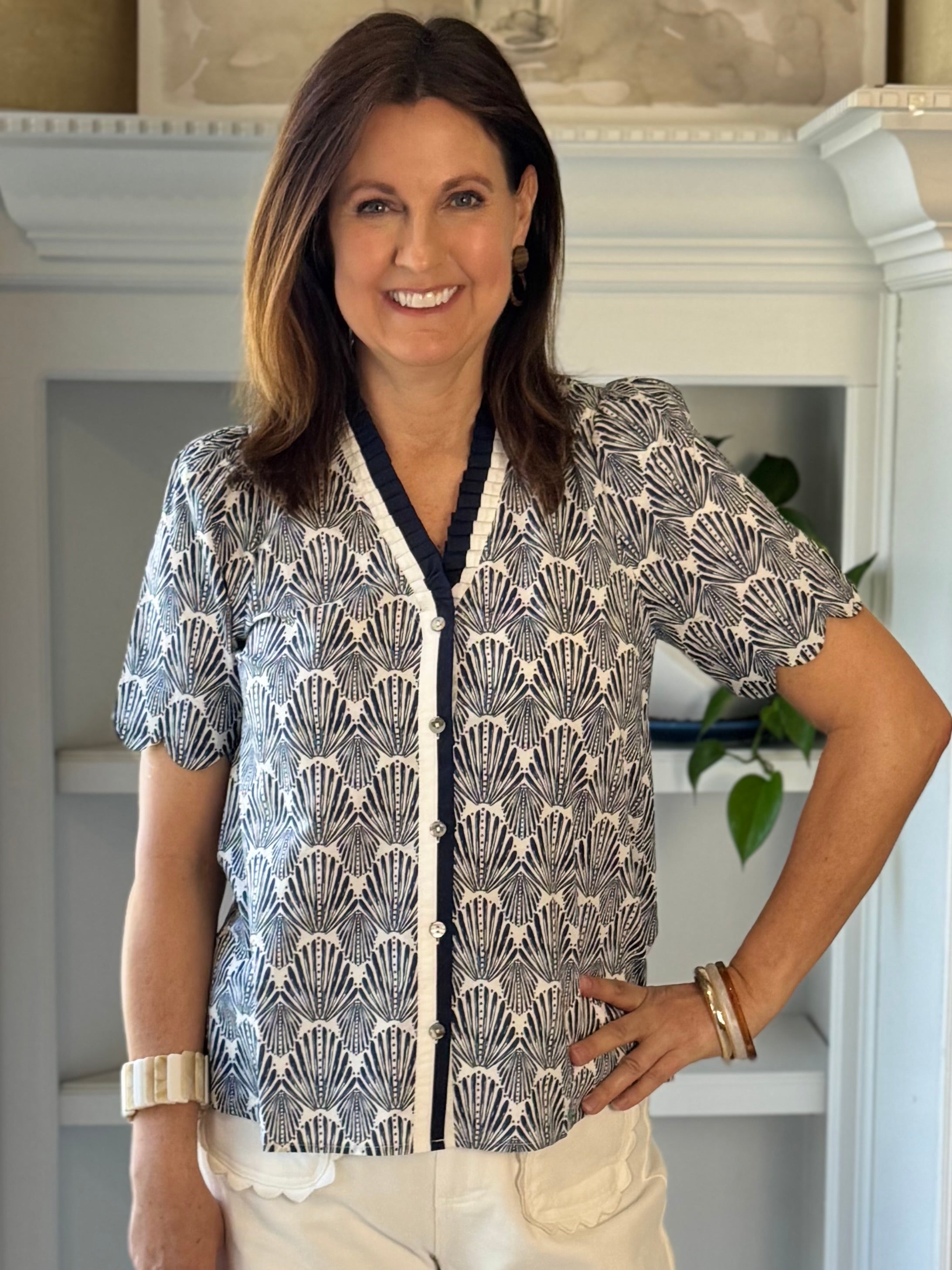 Seaside Fan Print Top