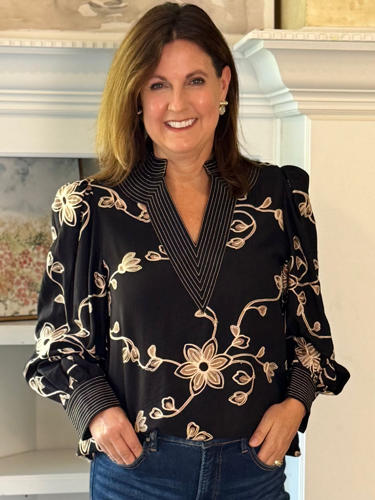 Remarkable Details Embroidered Blouse - Black