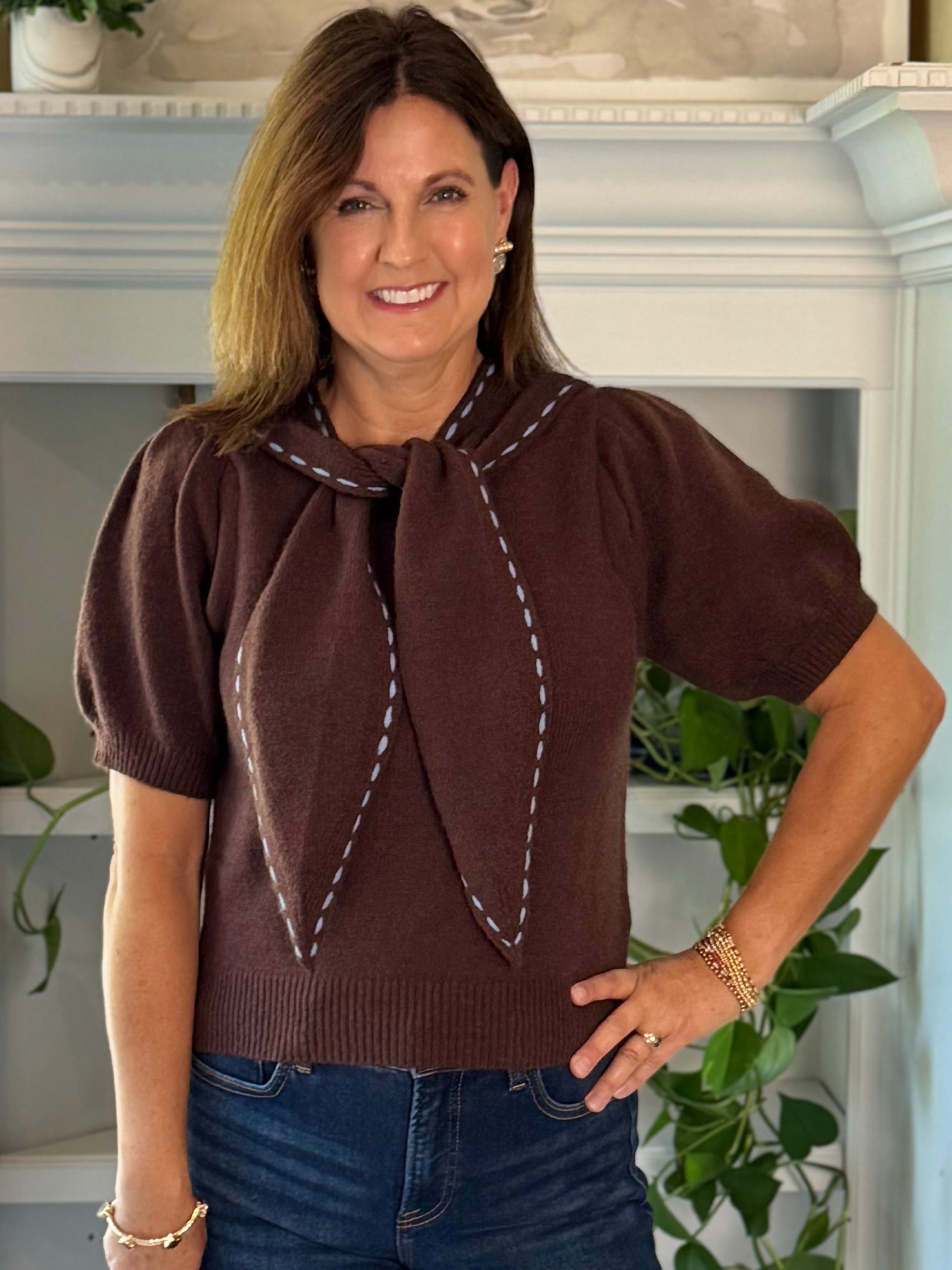 Unexpected Twist Tie Knit Top