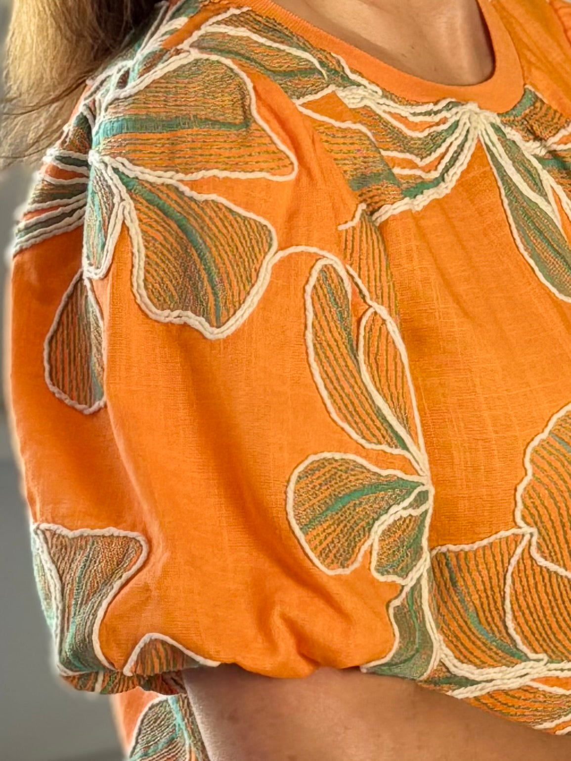 Meadow Embroidered Top - Orange