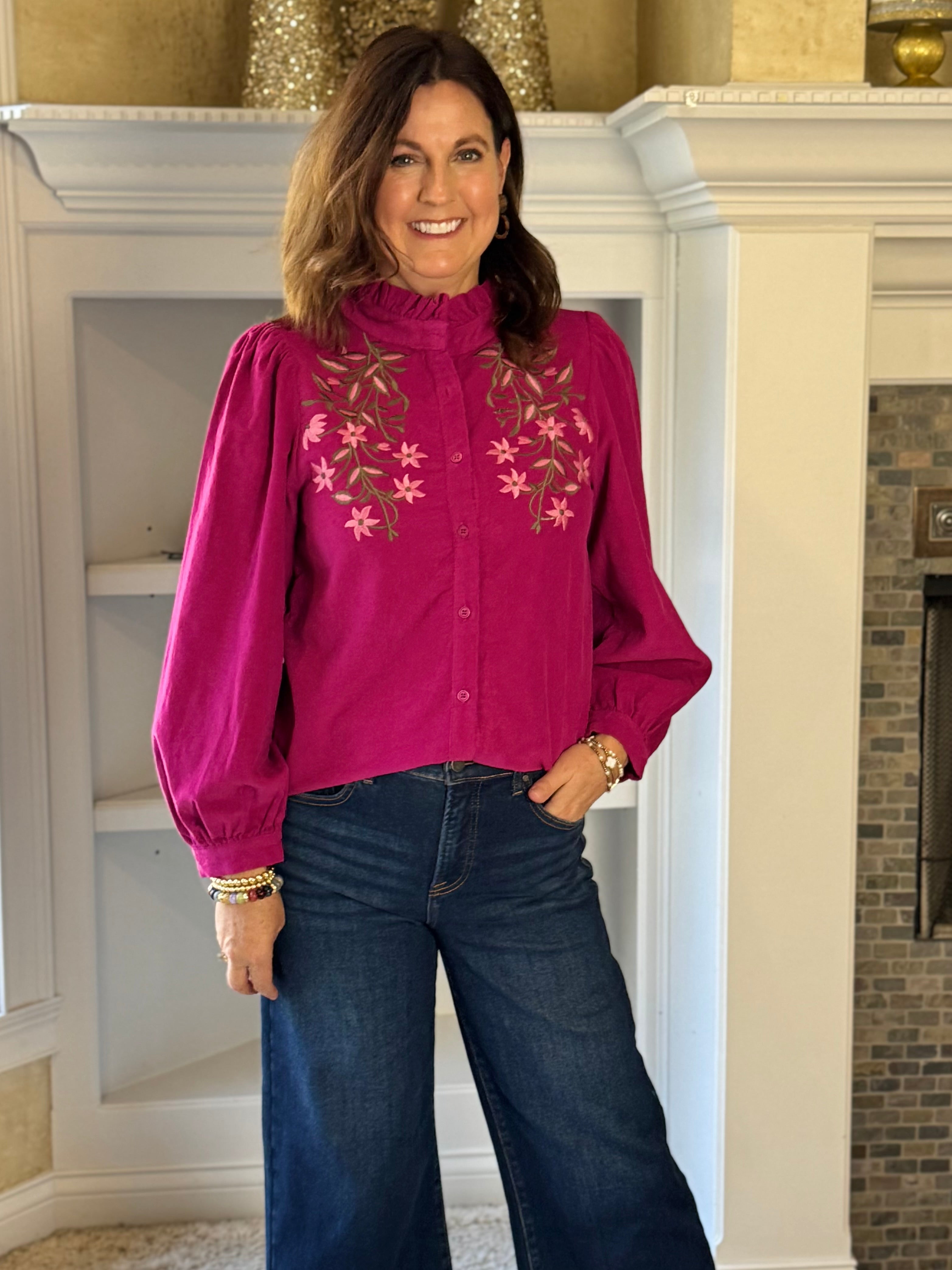 Magenta Muse Corduroy Blouse