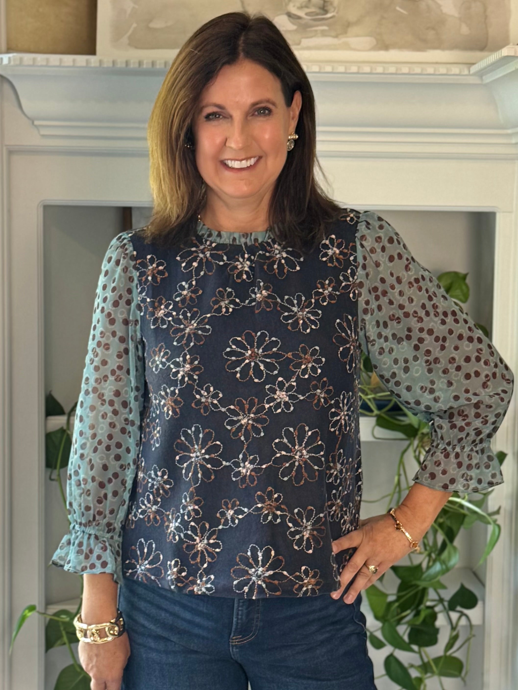 Plot Twist Print Contrast Top
