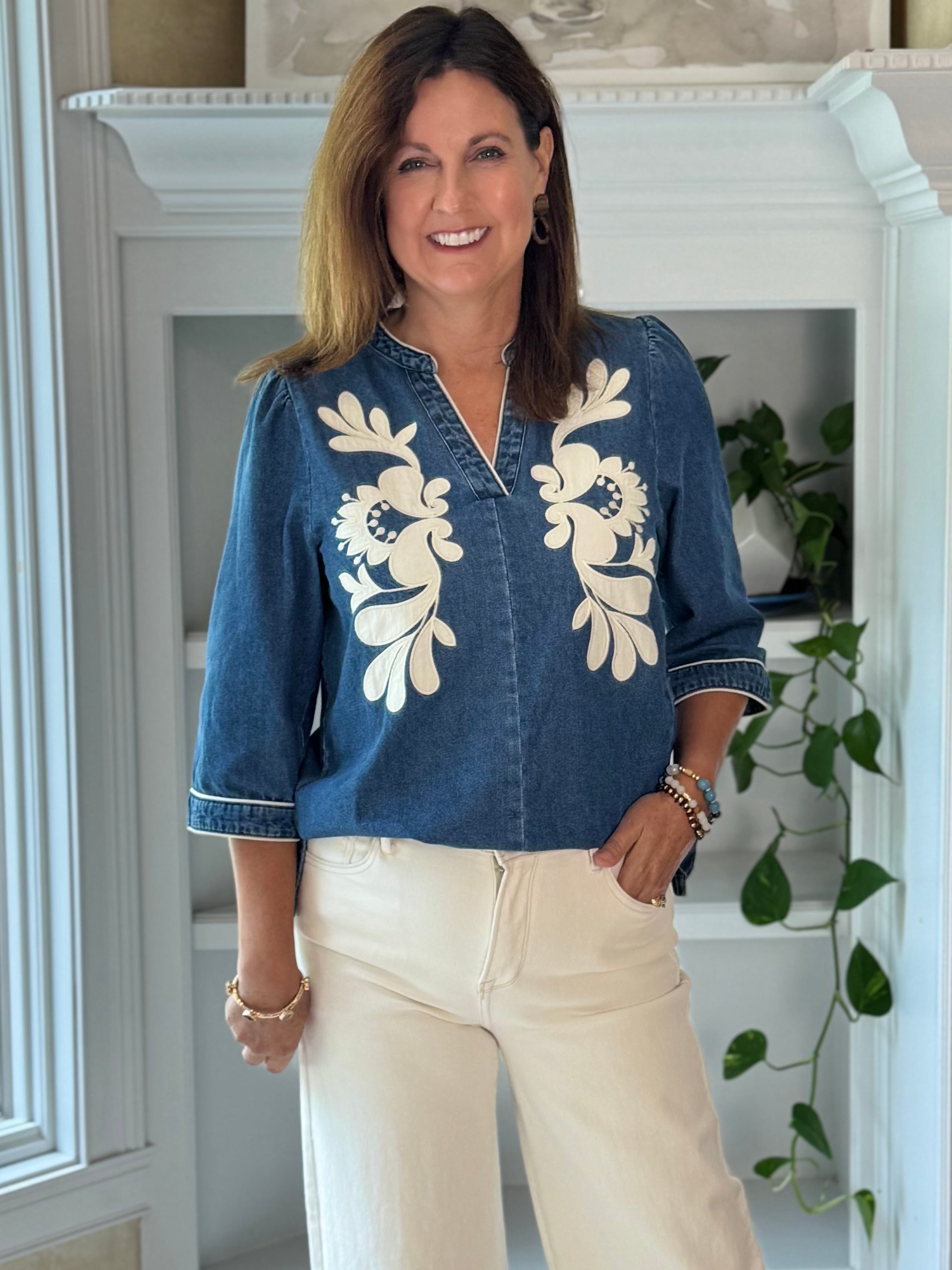 Denim & Grace Applique Top