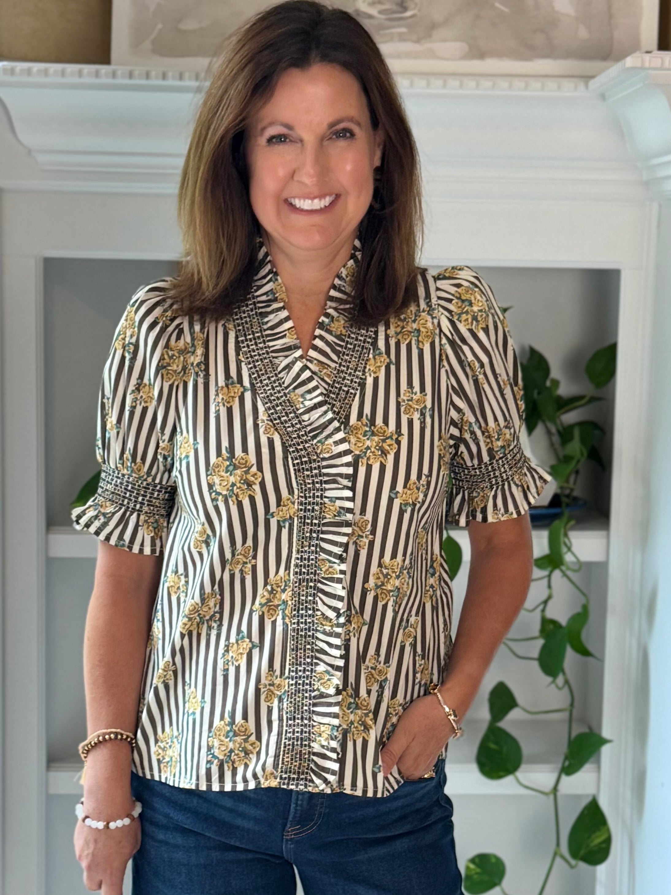 Twice as Nice Floral Striped Top