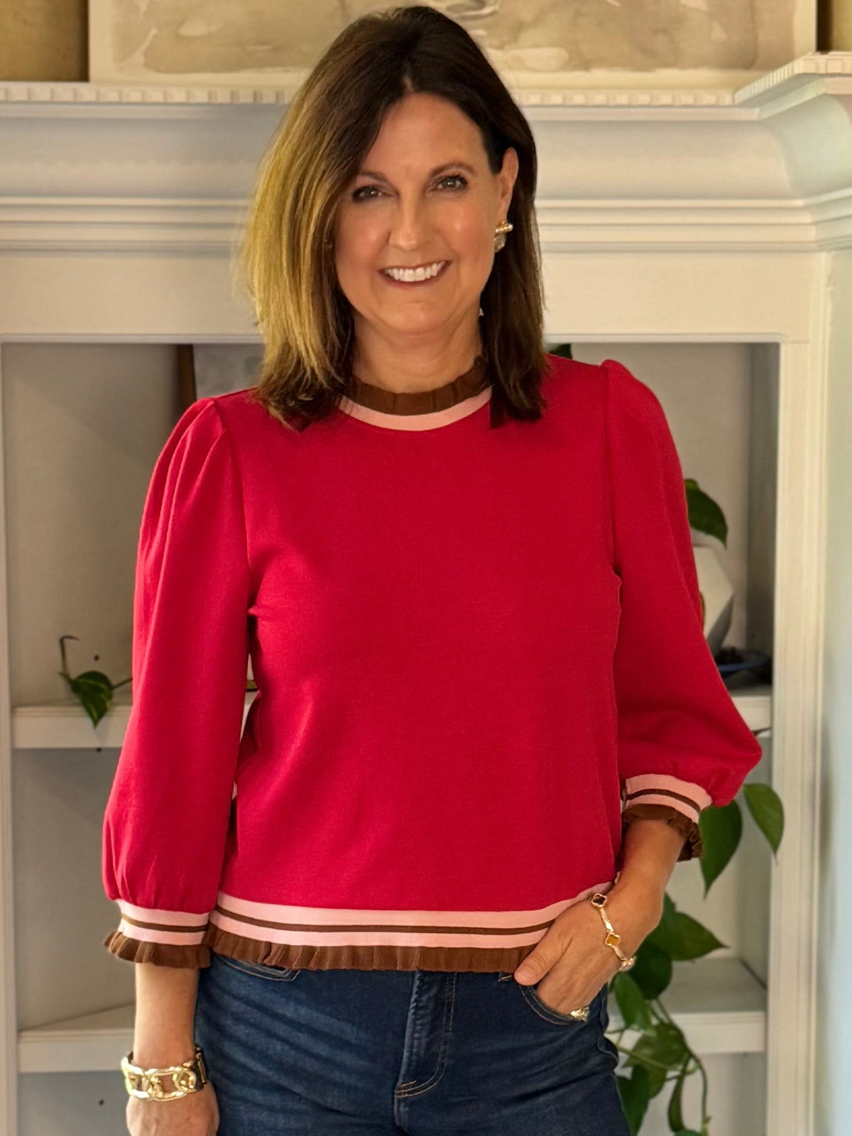 Preppy with a Twist Top - Red