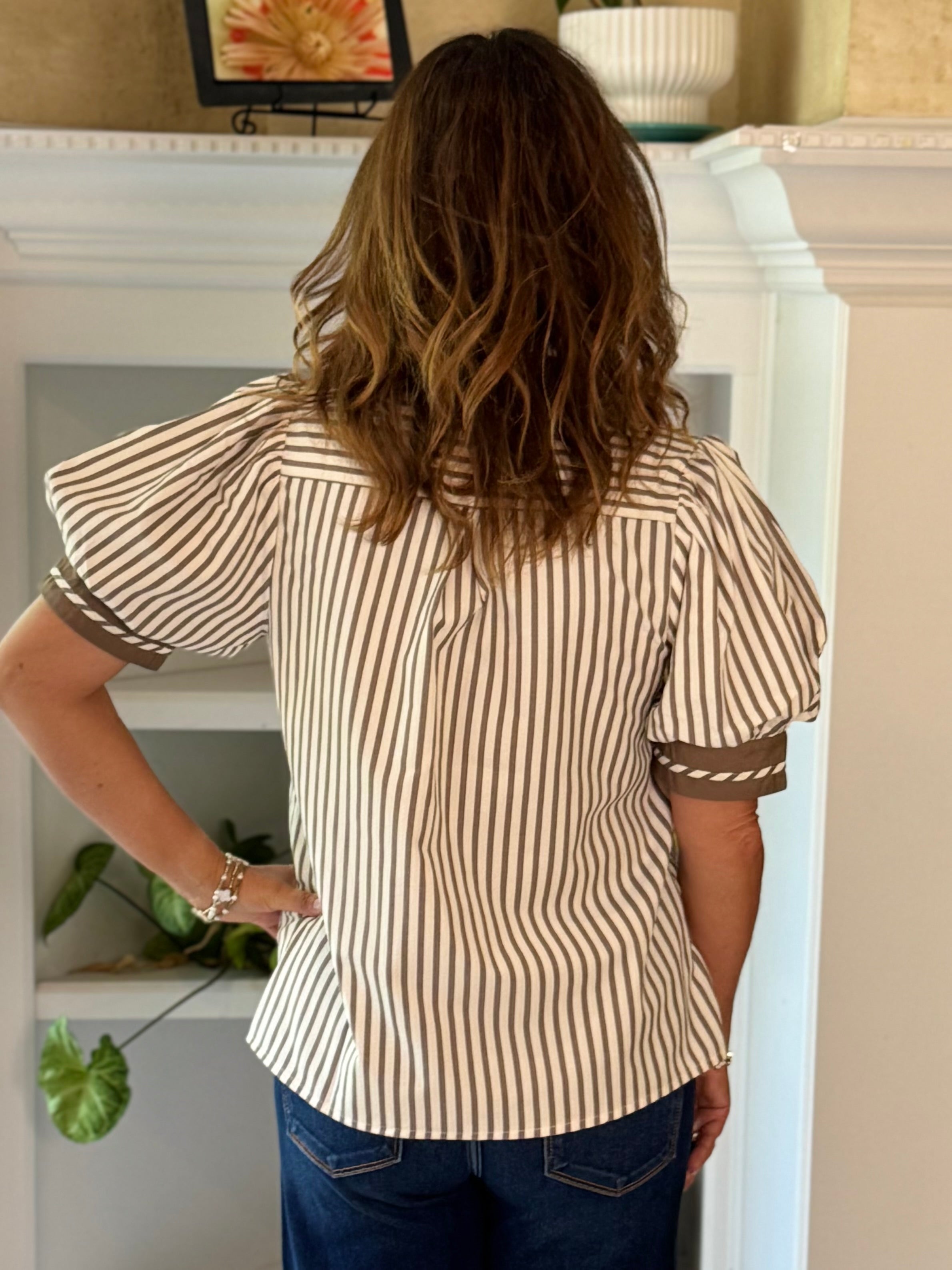 Mocha Mousse Striped Top