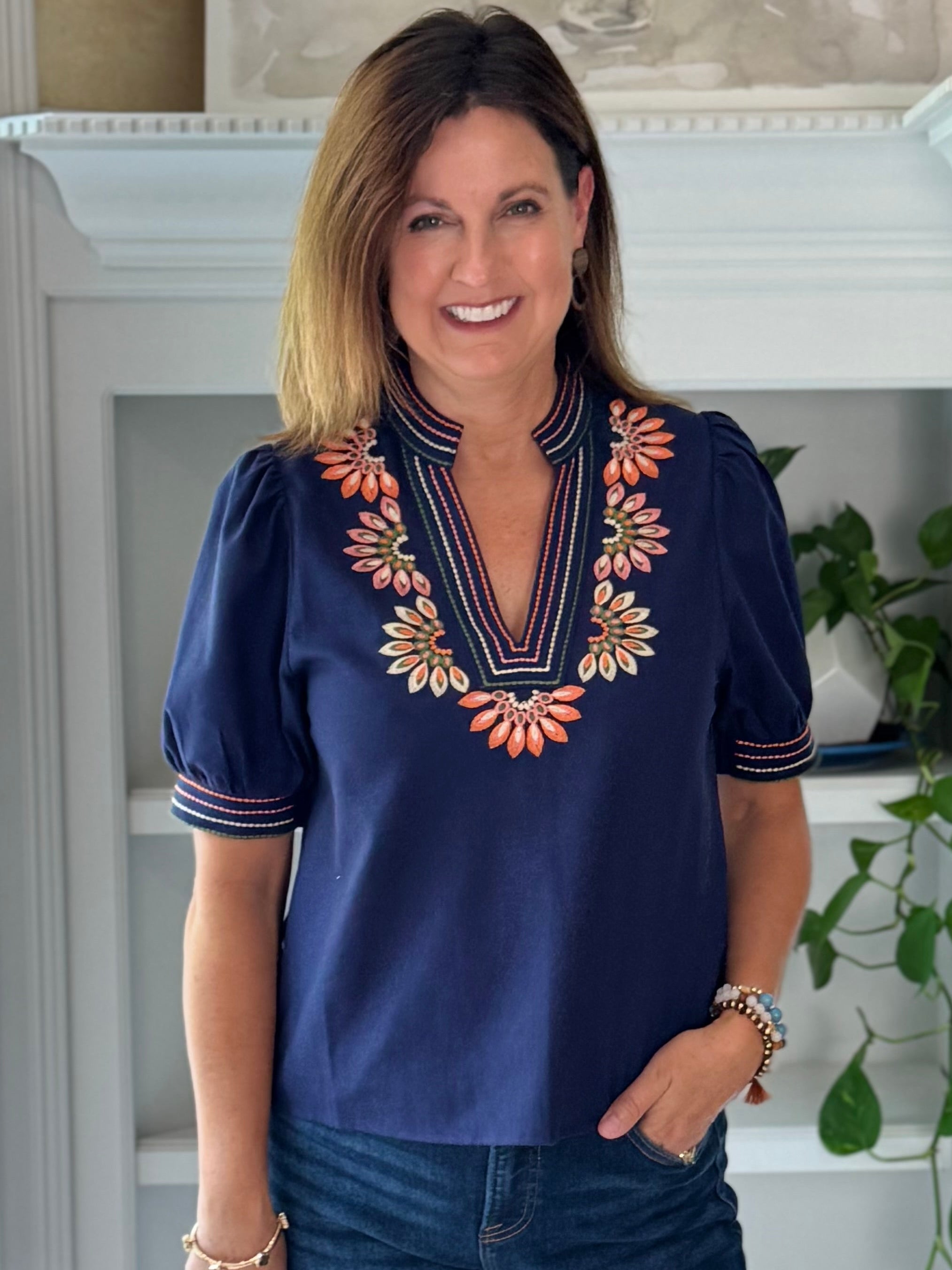 THML Autumn Smiles Embroidered Top