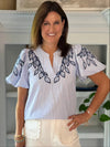 Coastal Charm Embroidered Top
