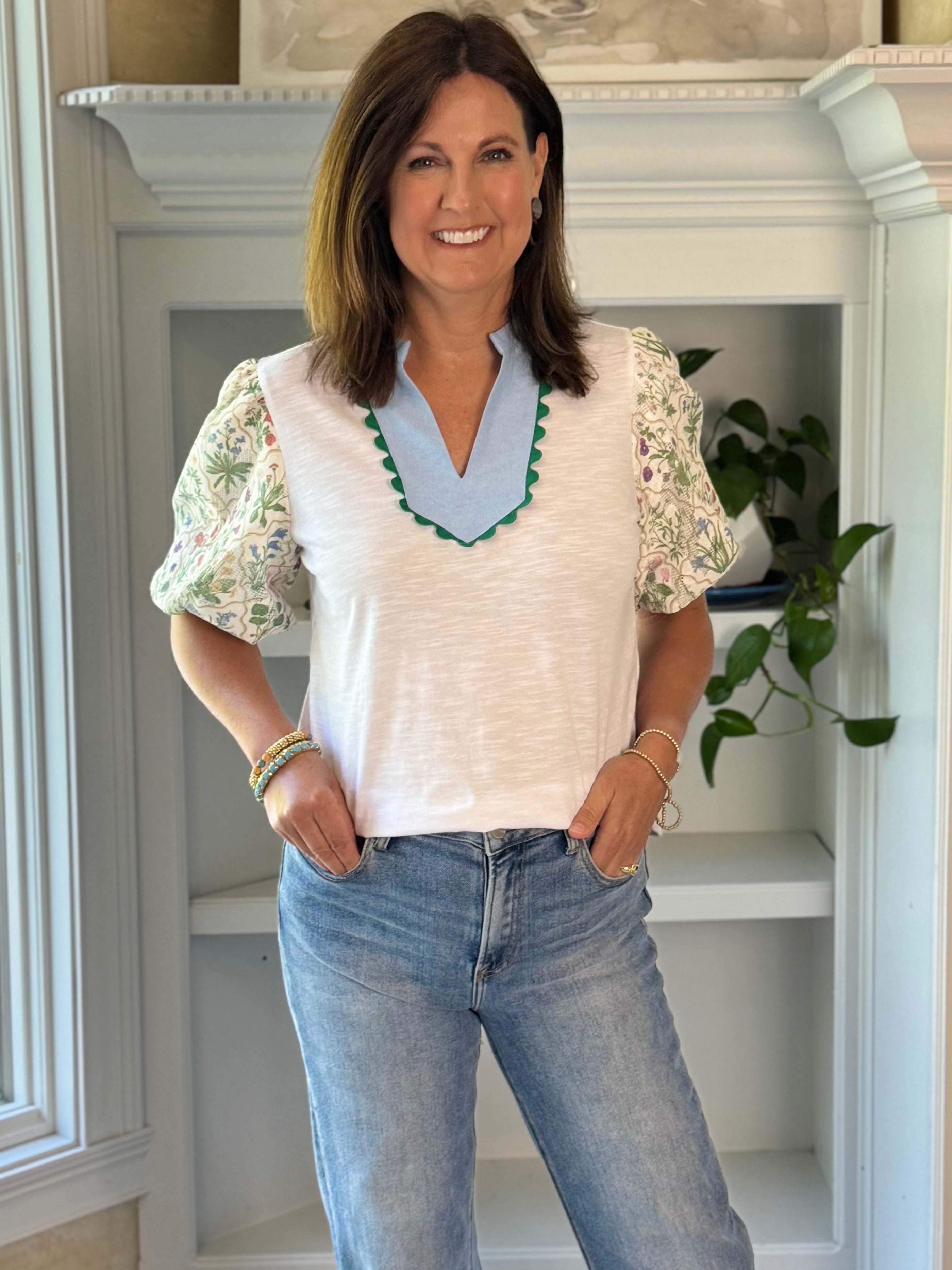Elegant Garden Contrast Top