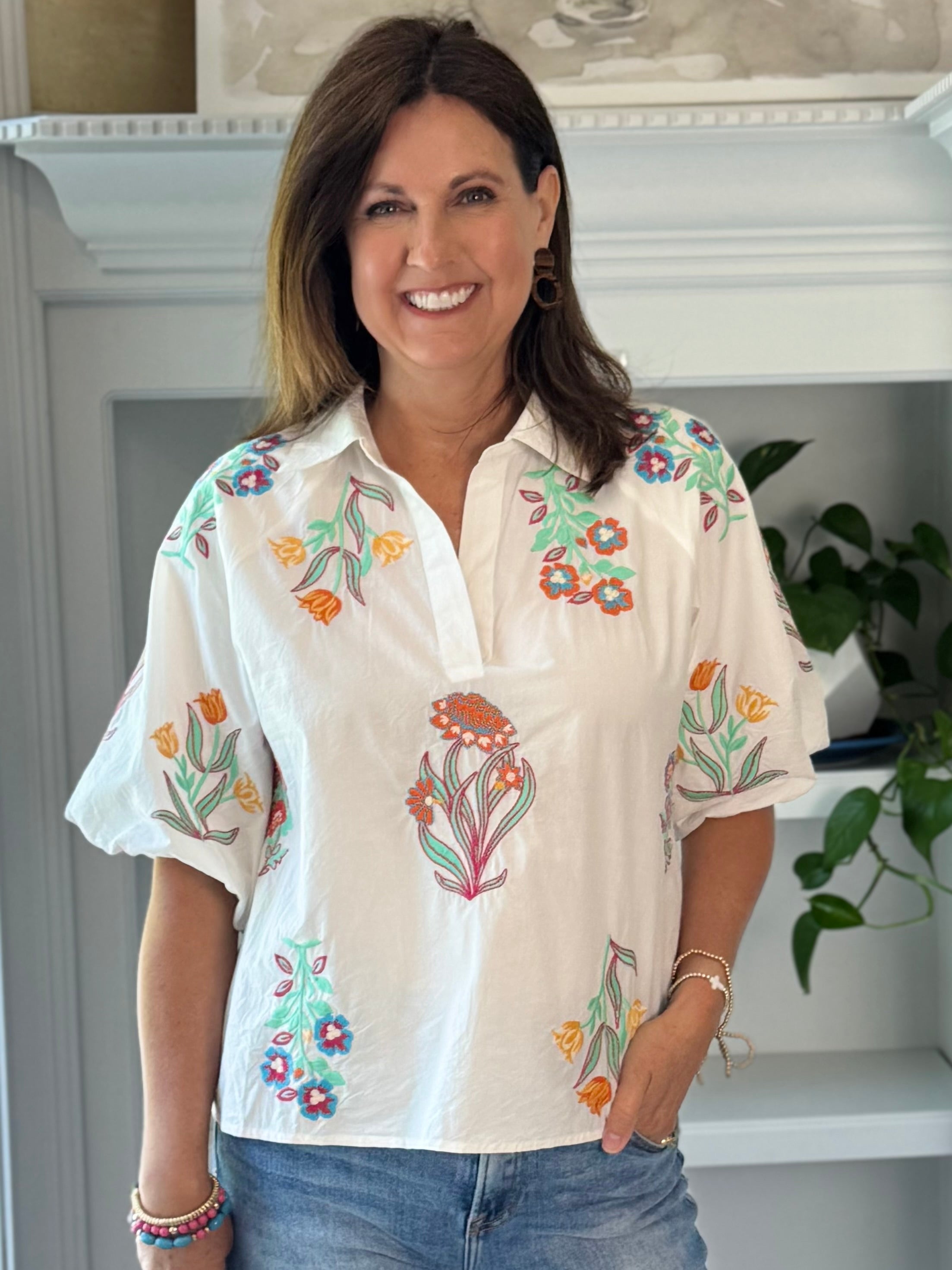 THML Joyful Bloom Embroidered Top