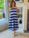Serene Stripes Strapless Midi Dress
